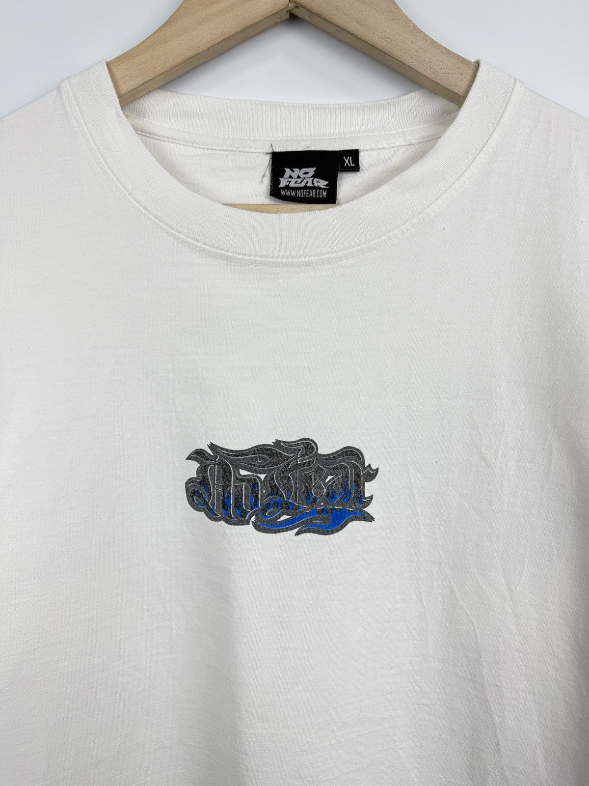 No Fear 🇺🇸💀 Vintage 90s No Fear Blue Fire Y2K T-Shirt Rare Retro Size US XL / EU 56 / 4 - 8 Thumbnail