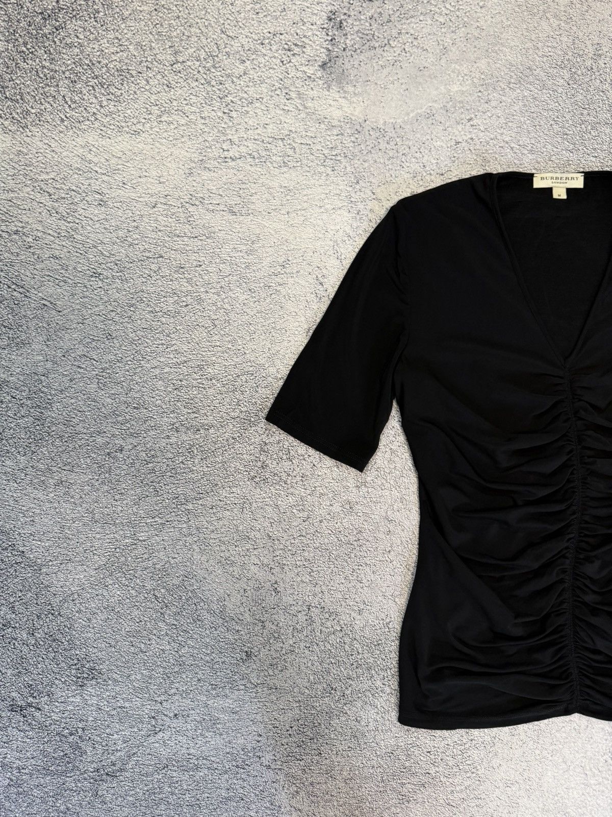 Burberry Burberry London Women Blouse Ruched V-Neck Stretch Top Logo Size M / US 6-8 / IT 42-44 - 4 Thumbnail