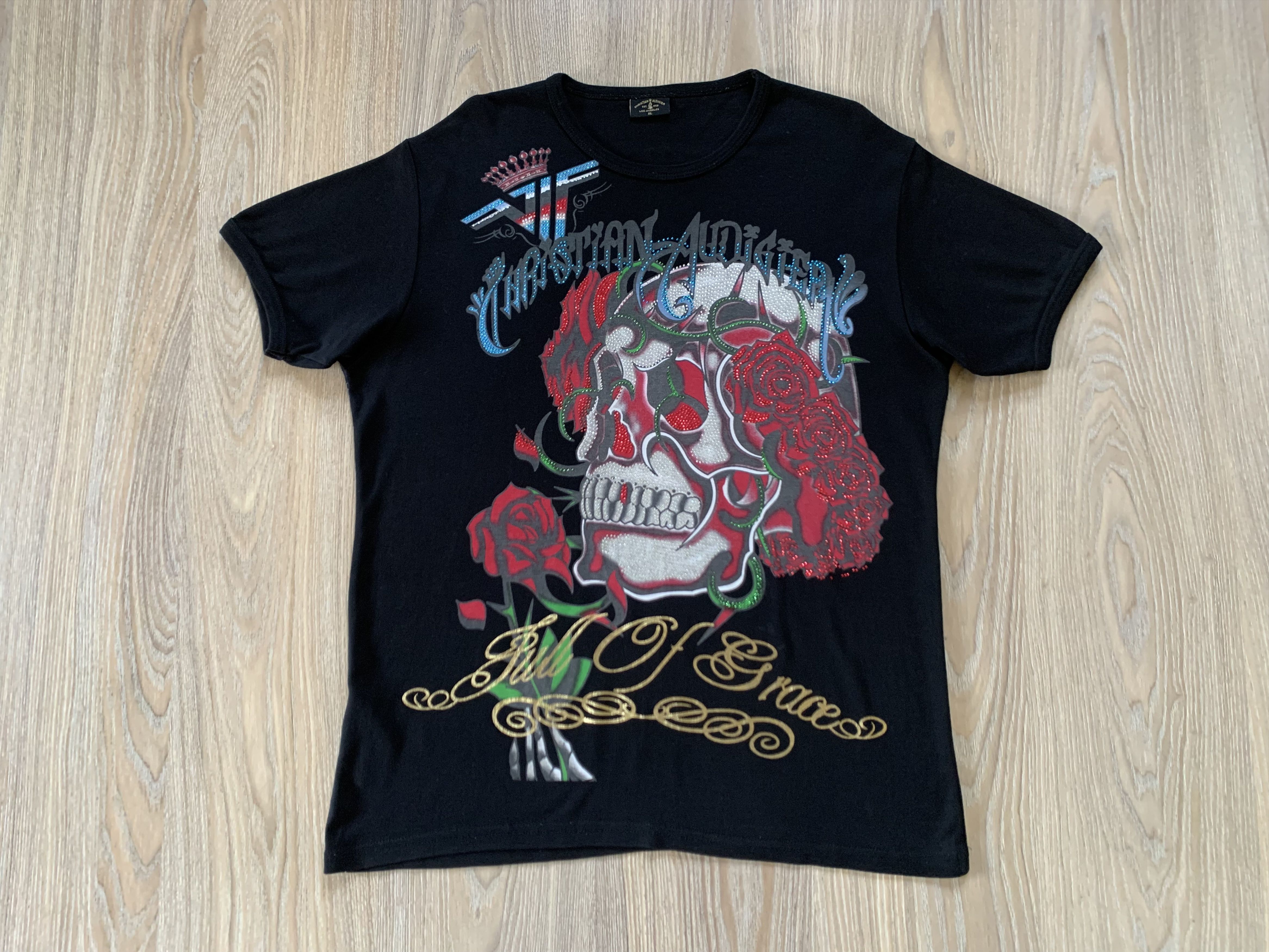 Christian Audigier × Ed Hardy × Vintage Ed Hardy Christian Audigier Black Printed T Shirt Size US XL / EU 56 / 4 - 2 Thumbnail