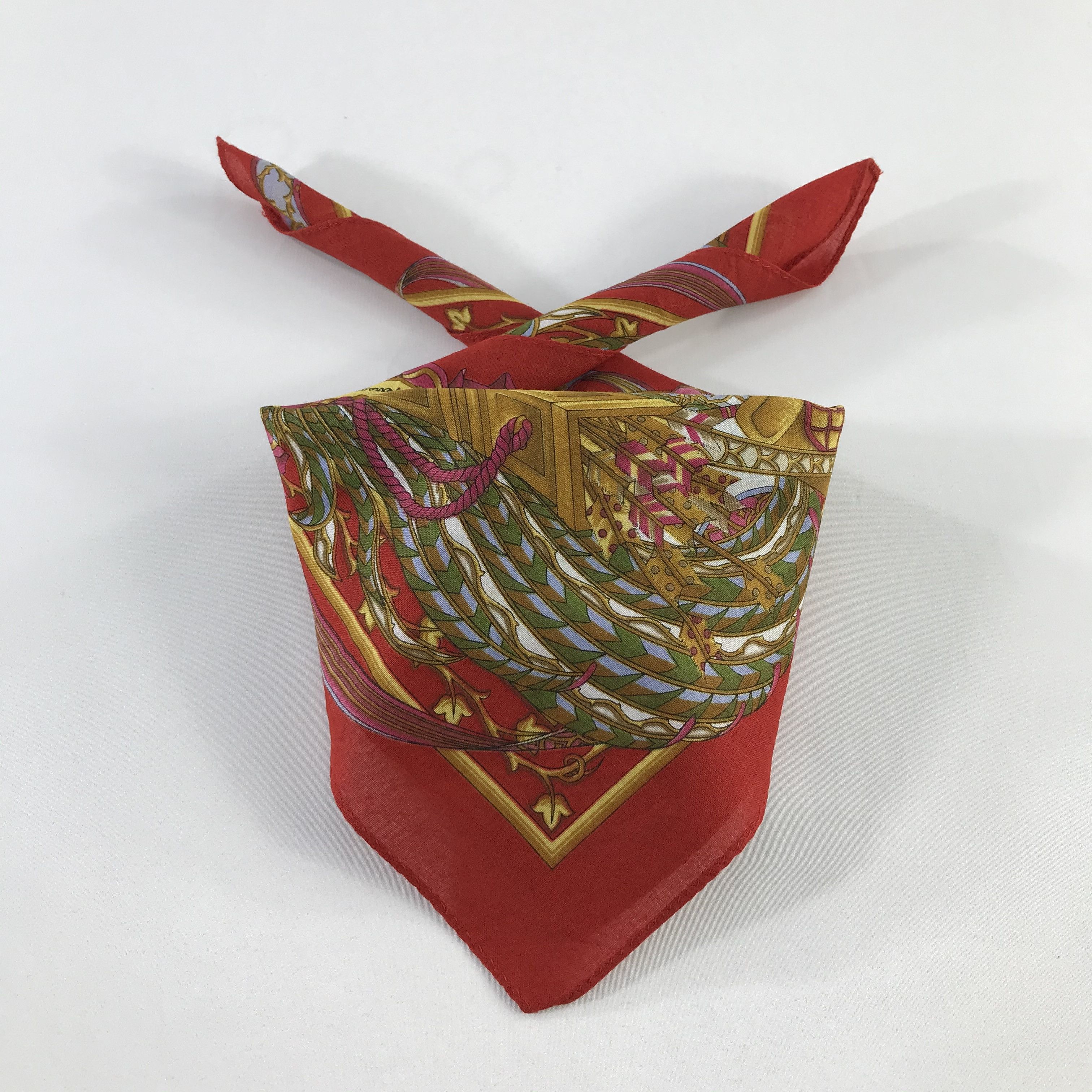 Salvatore Ferragamo × Vintage Salvatore Ferragamo Bandana / Handkerchief/Neckerchief -S967 Size ONE SIZE - 3 Thumbnail