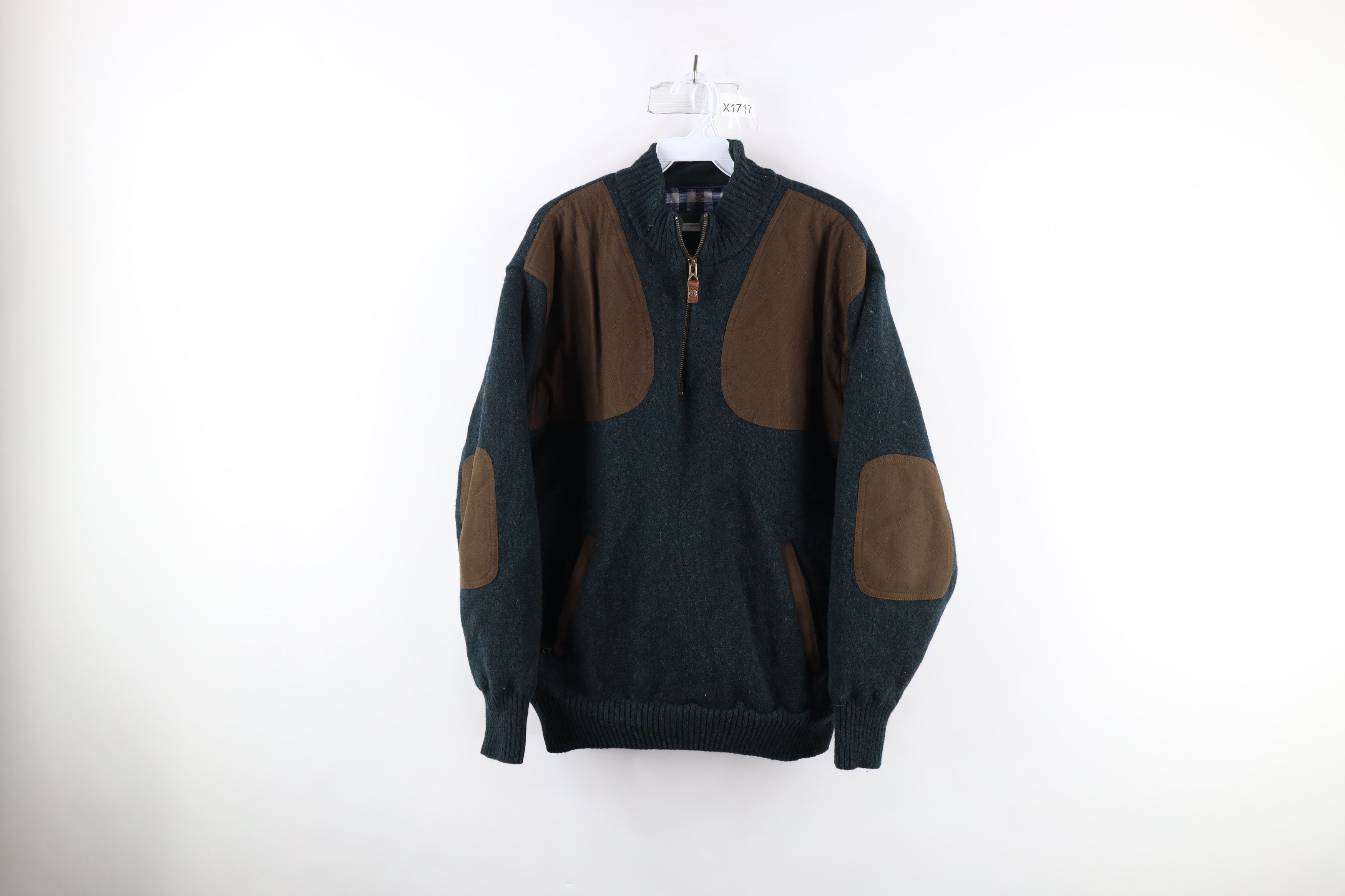 image of Orvis Wool Half Zip Pullover Sweater Jacket Swacket in Green, Men's (Size Large)