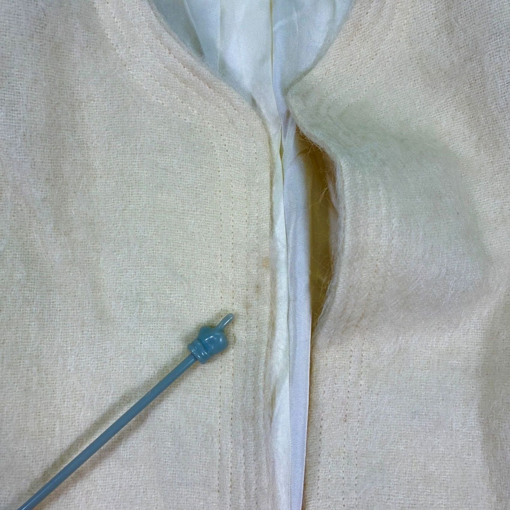 Talbots VINTAGE Talbots Coat Overcoat Women's Wool Cream Long Open Front 80s XL Jacket Style Pocket Padded Shoulders Size XL / US 12-14 / IT 48-50 - 5 Thumbnail