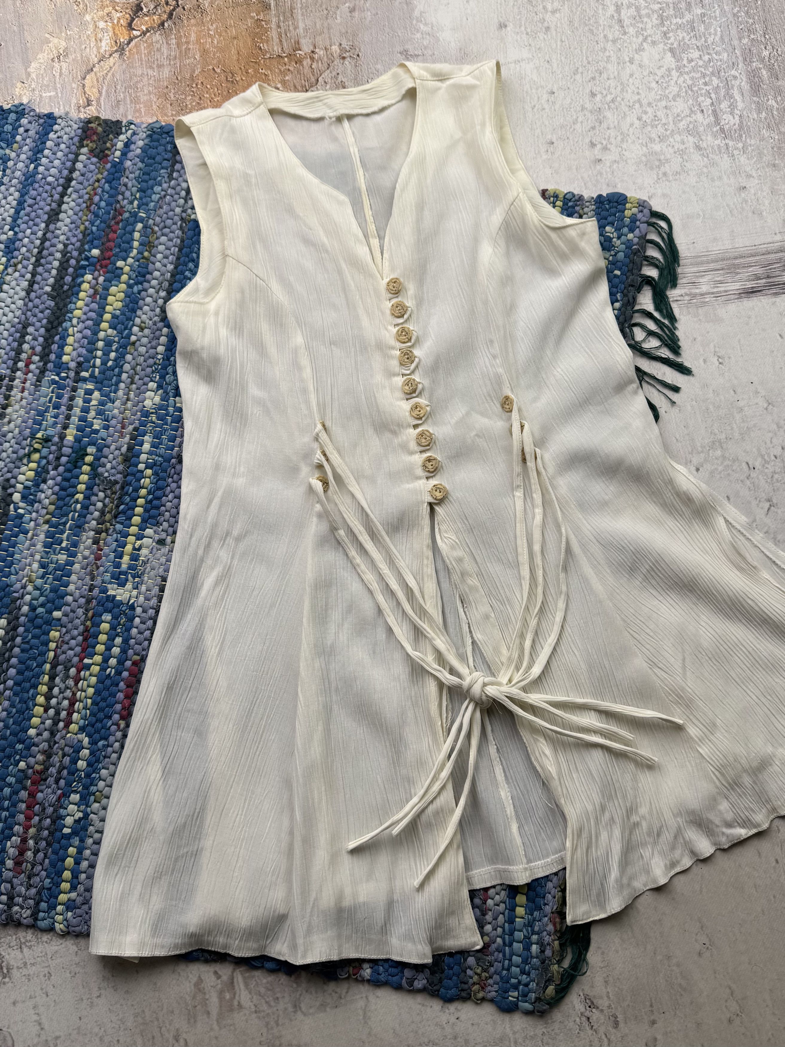 Japanese Brand Vintage Mini Dress With Many Buttons A748(309) Size XS / US 0-2 / IT 36-38 - 2 Thumbnail