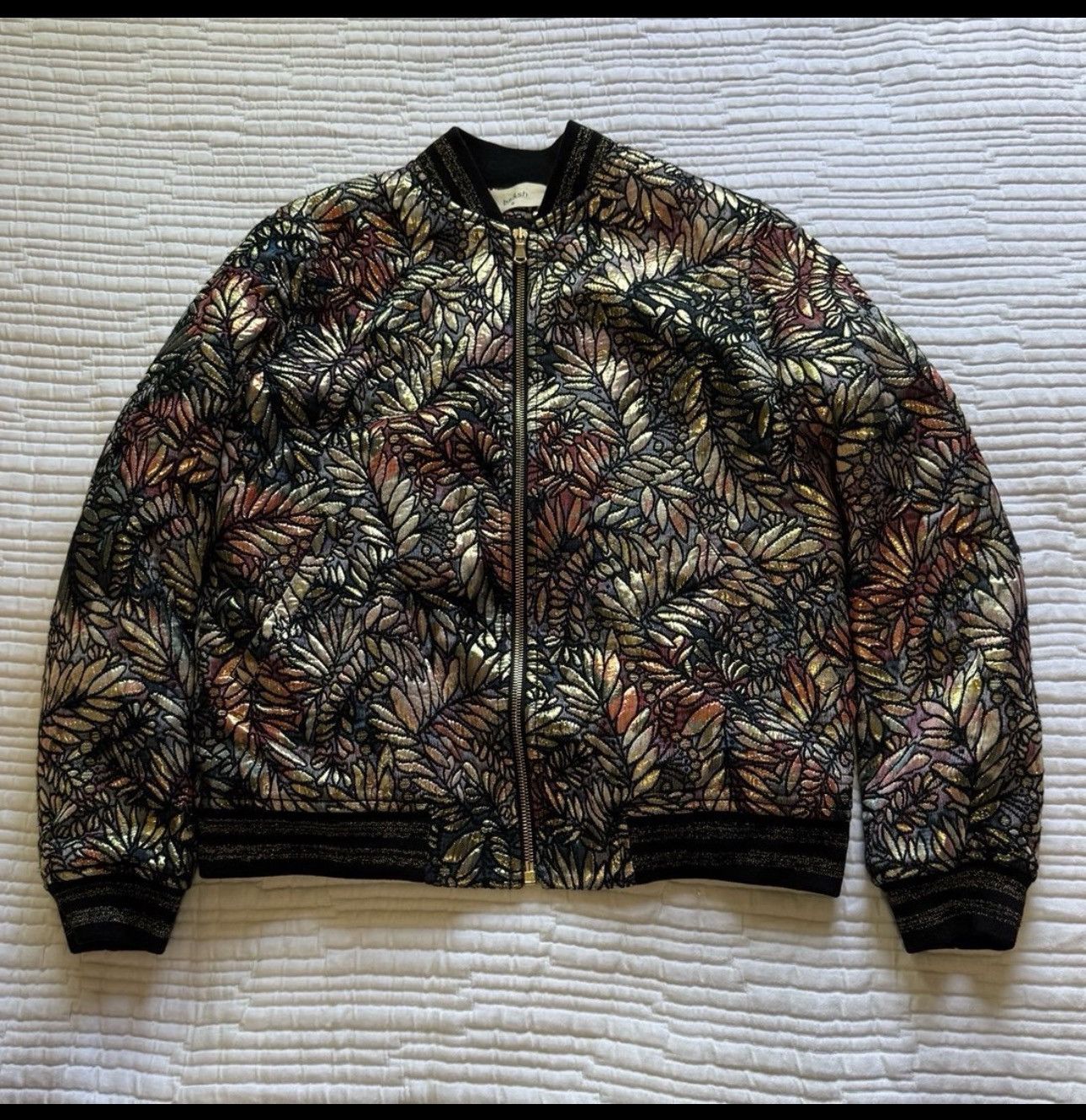 ba&sh Ba&sh Santiago Metallic Jacquard Bomber Jacket Size XS / US 0-2 / IT 36-38 - 4 Thumbnail