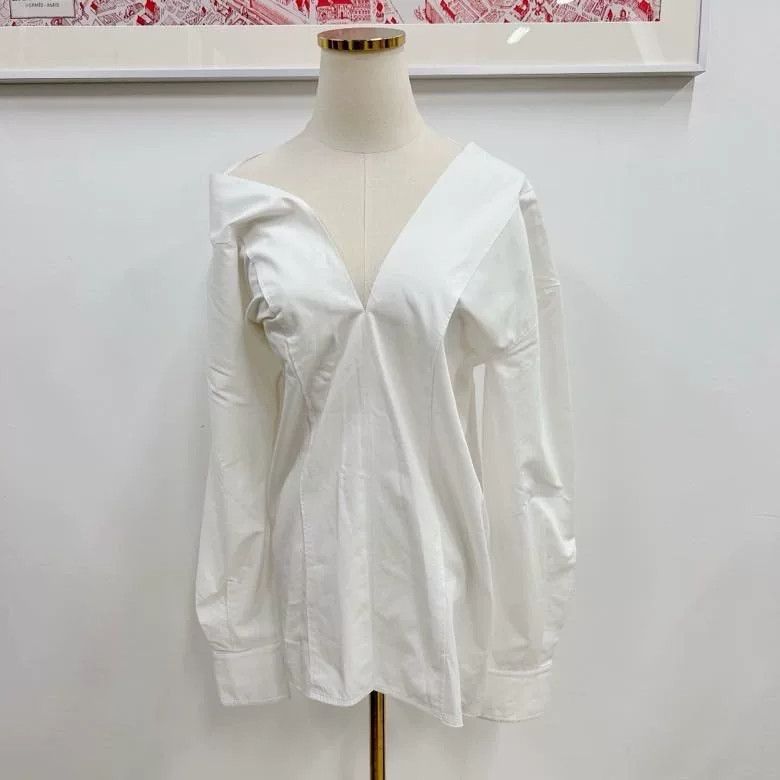 Celine Celine White Irregular Split Shirt Size XXS / US 00 / IT 34 - 1 Thumbnail
