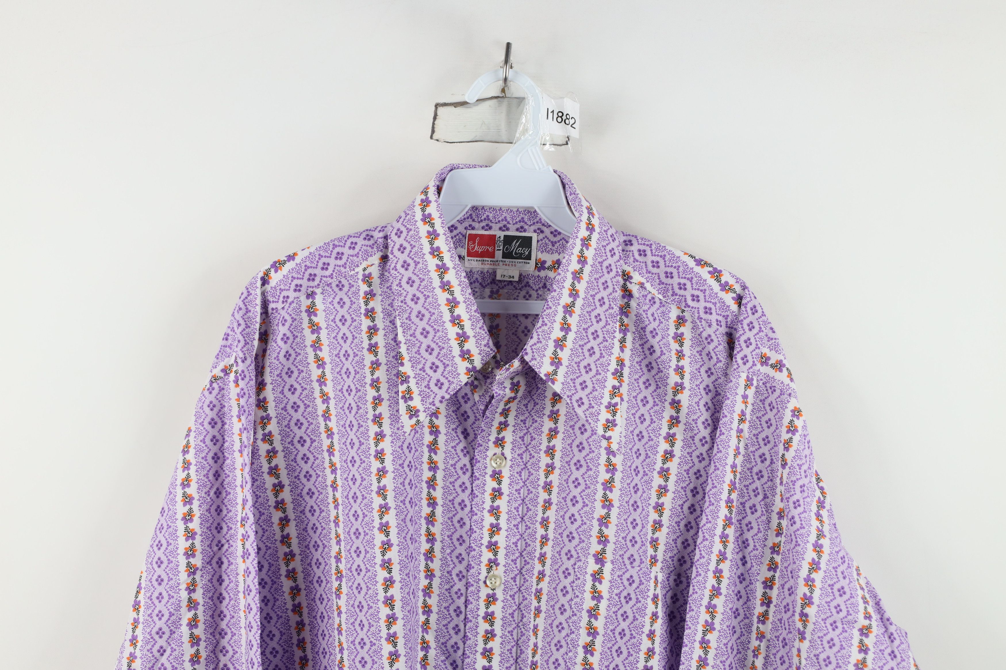 Vintage Vintage 60s 70s Macys Flower Disco Collared Button Shirt Size US L / EU 52-54 / 3 - 2 Thumbnail