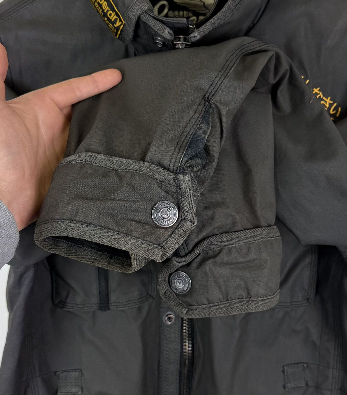 Superdry Superdry Black Hawk Waxed Cotton Jacket Size L Gray Biker Size US L / EU 52-54 / 3 - 6 Thumbnail