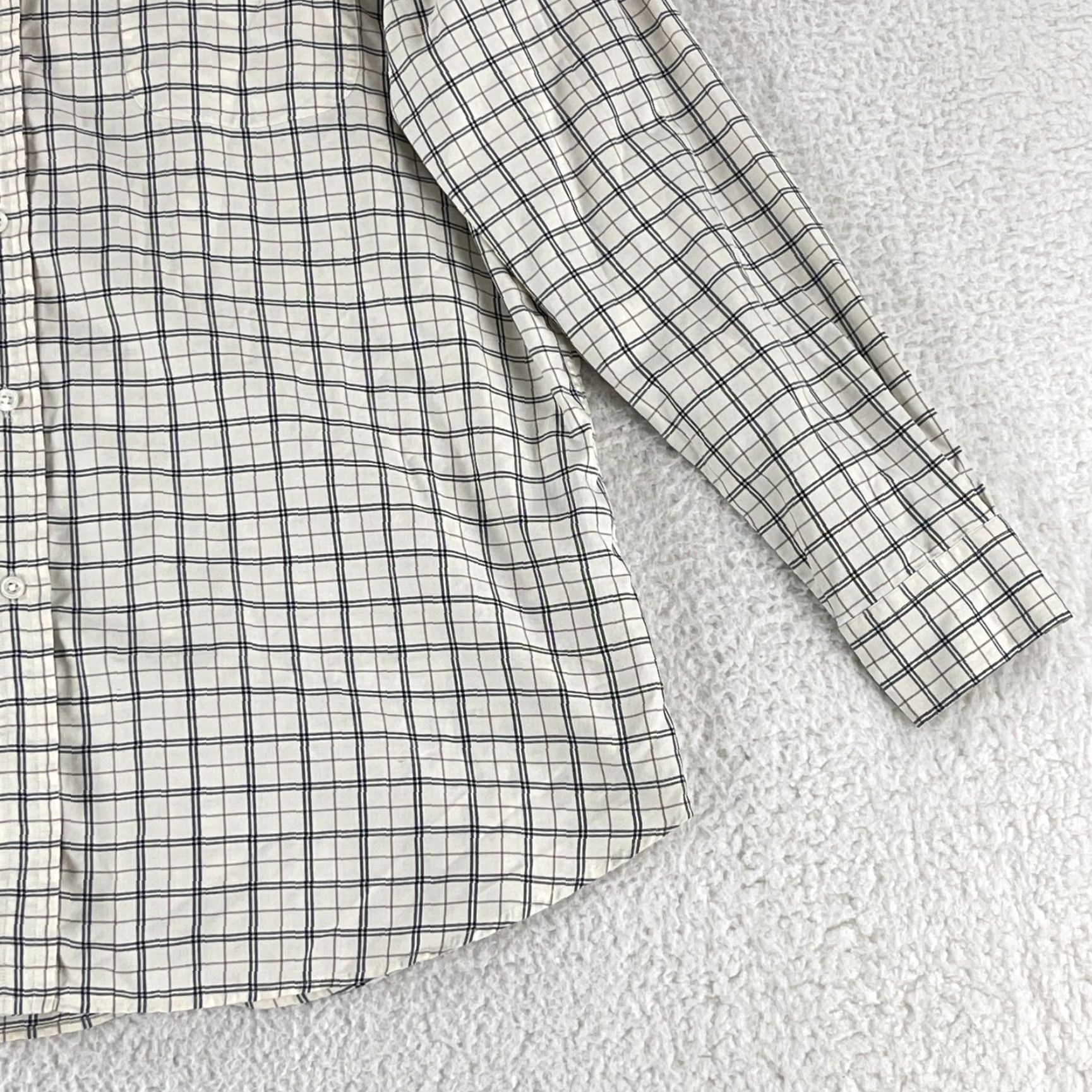 Ralph Lauren Ralph Lauren Purple Label Button-Down Dress Shirt Mens XL Plaid Made in Italy Ivory LS Size 46R - 4 Thumbnail