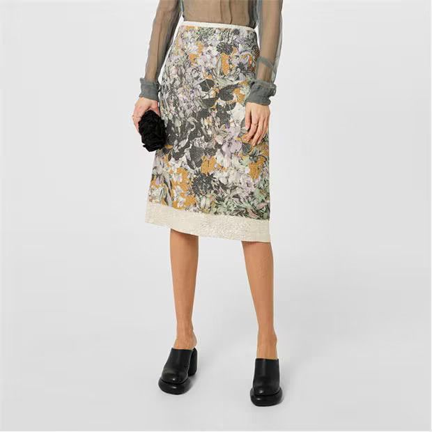 Dries Van Noten o1g2r1mq1024 Midi Skirt in Multicolor Size 28" / US 6 / IT 42 - 3 Thumbnail
