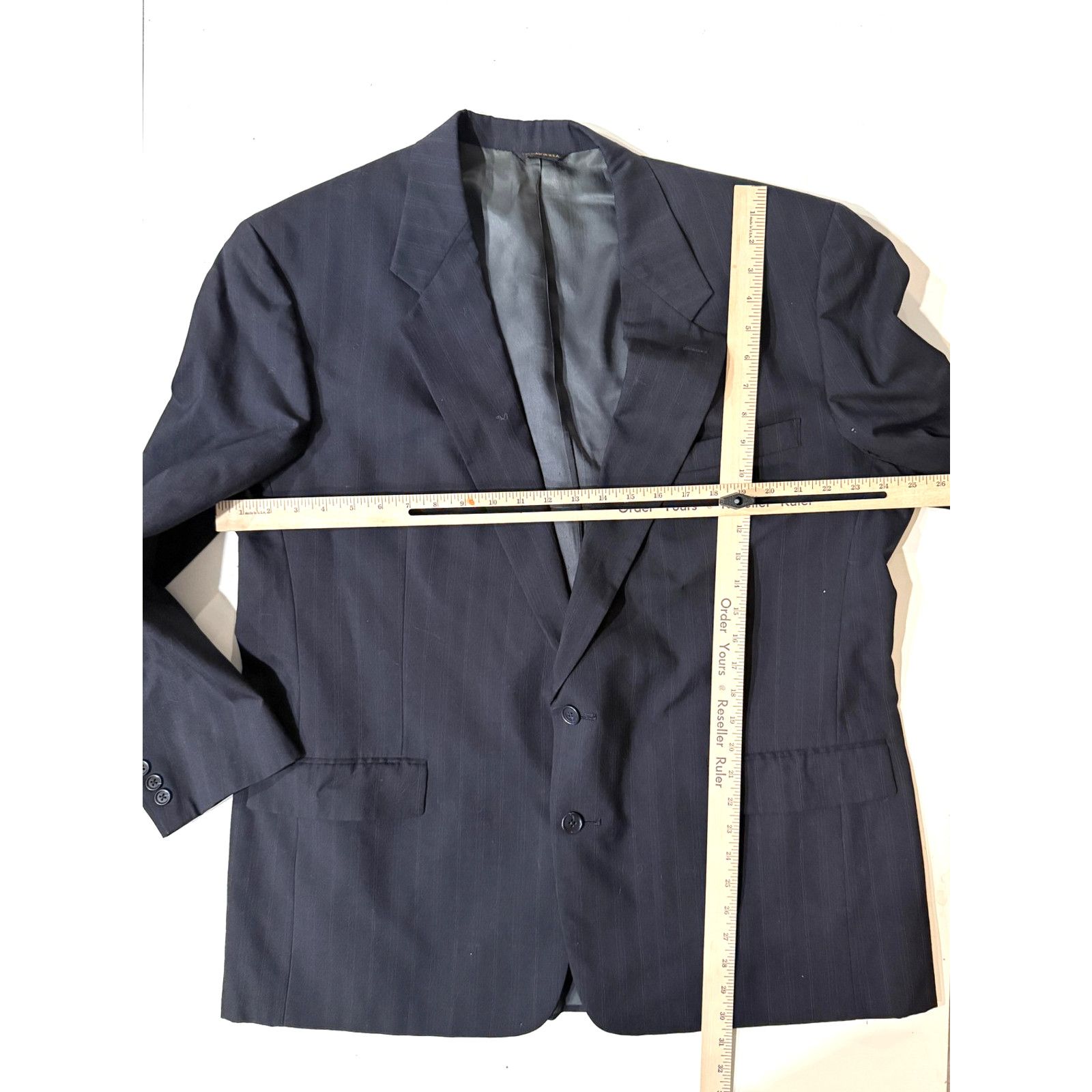Austin Reed Vintage 80s Austin Reed Blazer Mens LG Navy Pinstripe London Size 50R - 5 Thumbnail