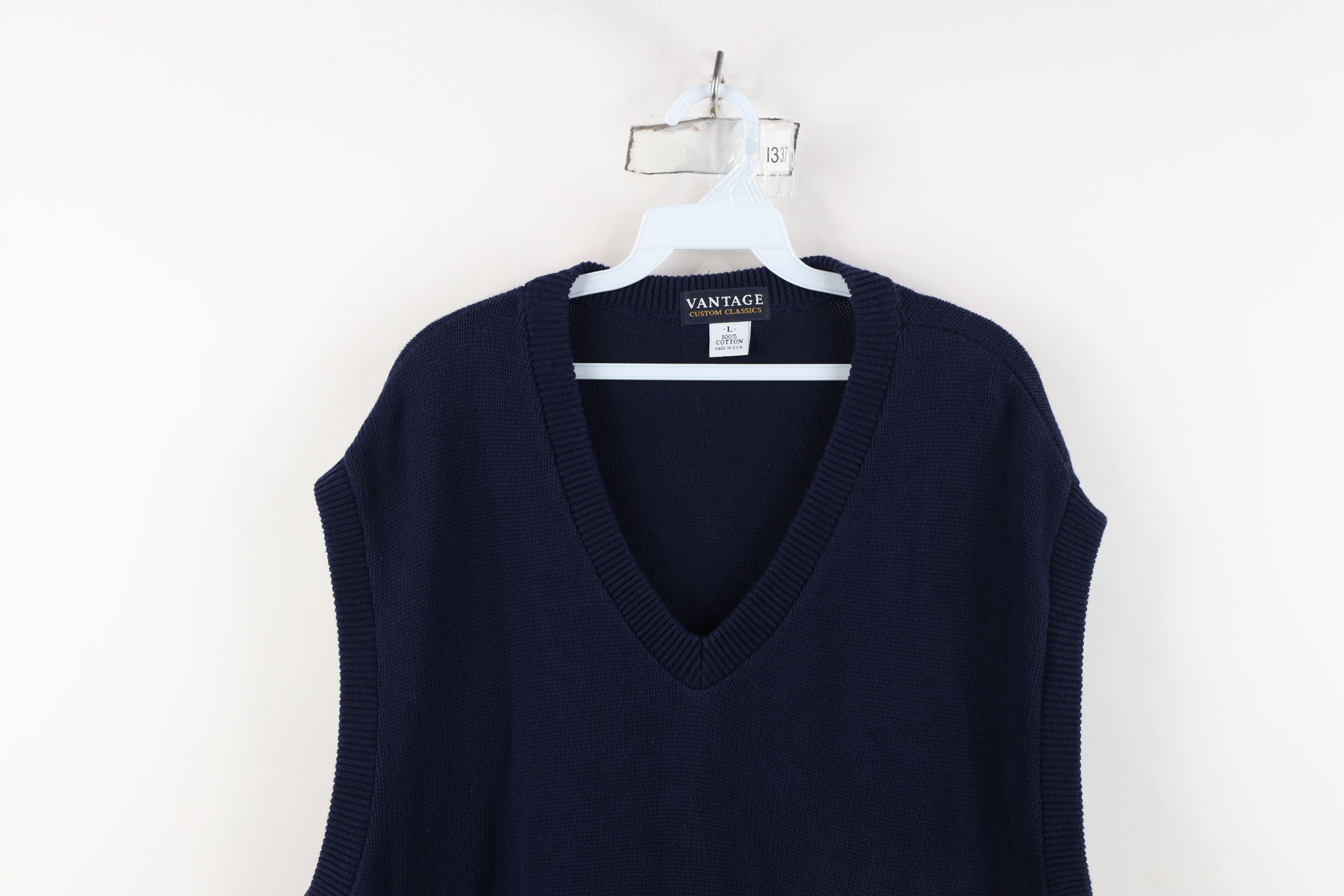 Vintage Vintage 90s Streetwear Cotton Knit Sweater Vest Blue USA Size US L / EU 52-54 / 3 - 2 Thumbnail