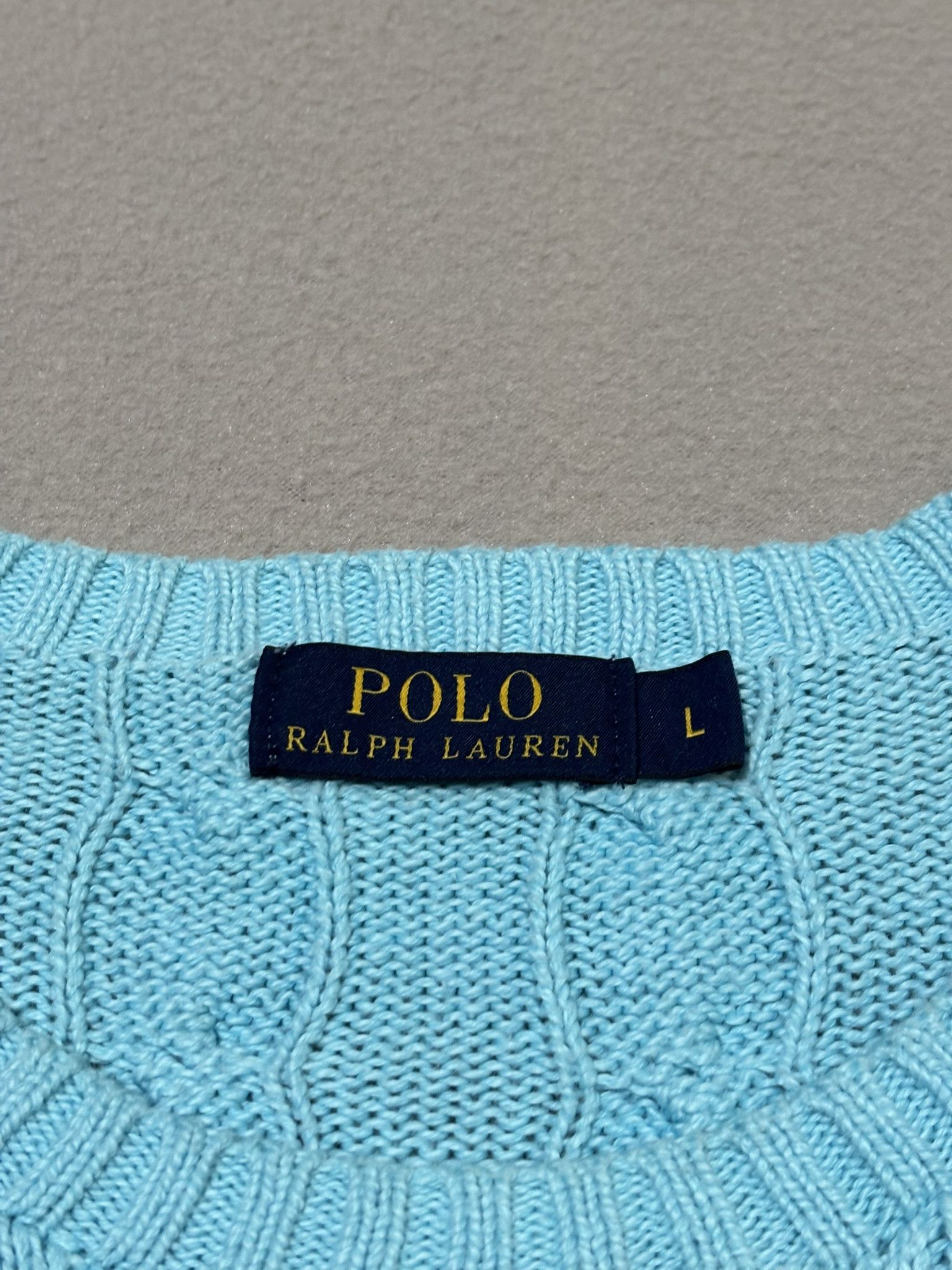 Polo Ralph Lauren Polo Ralph Lauren Cable Knit Baby Blue Sweater Large Size L / US 10 / IT 46 - 8 Thumbnail