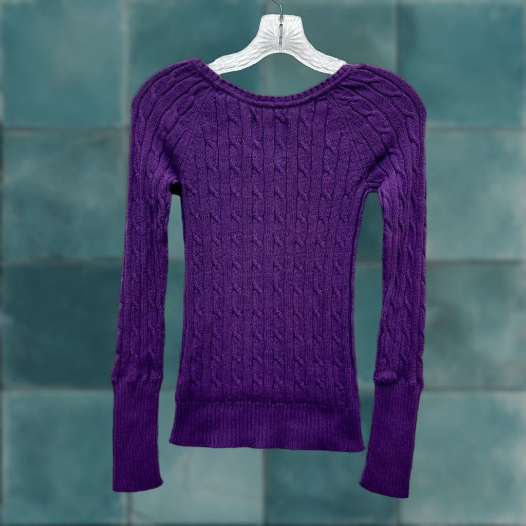 Vintage VINTAGE American Eagle Sweater XS Purple Cable Knit Grunge 2000s Y2K Bella Swan Fairy Womens XS Size XS / US 0-2 / IT 36-38 - 1 Thumbnail