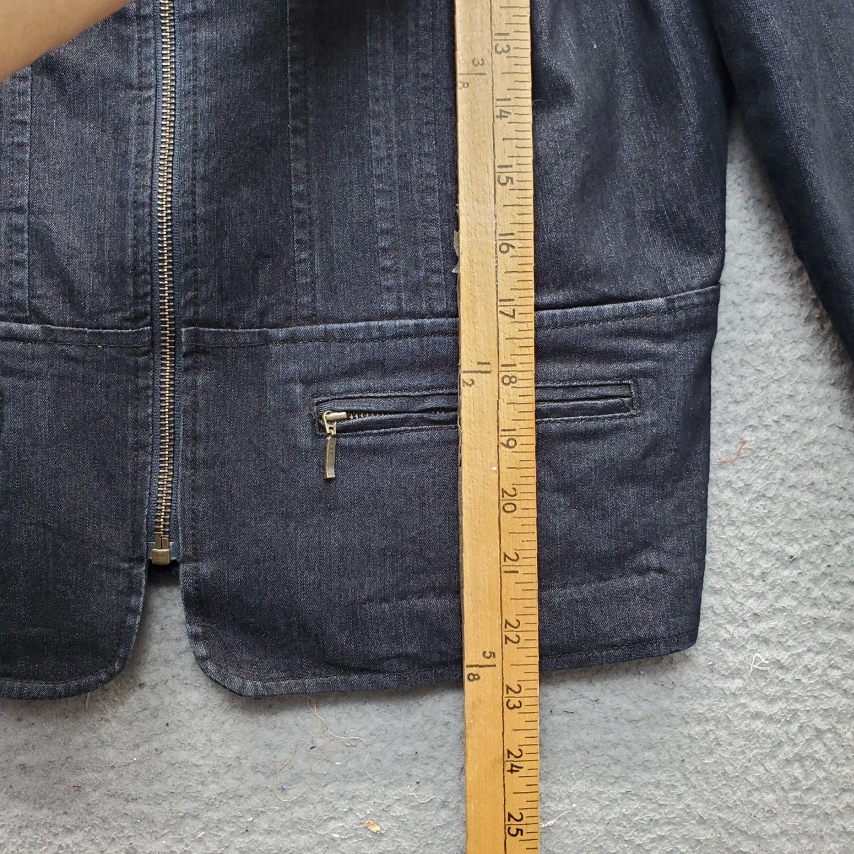 Denime Apostrophe Paris Denim Jacket Women’s 14 Black Cotton Stretch Pocket Zipper EUC Jacket Size XL / US 12-14 / IT 48-50 - 3 Thumbnail