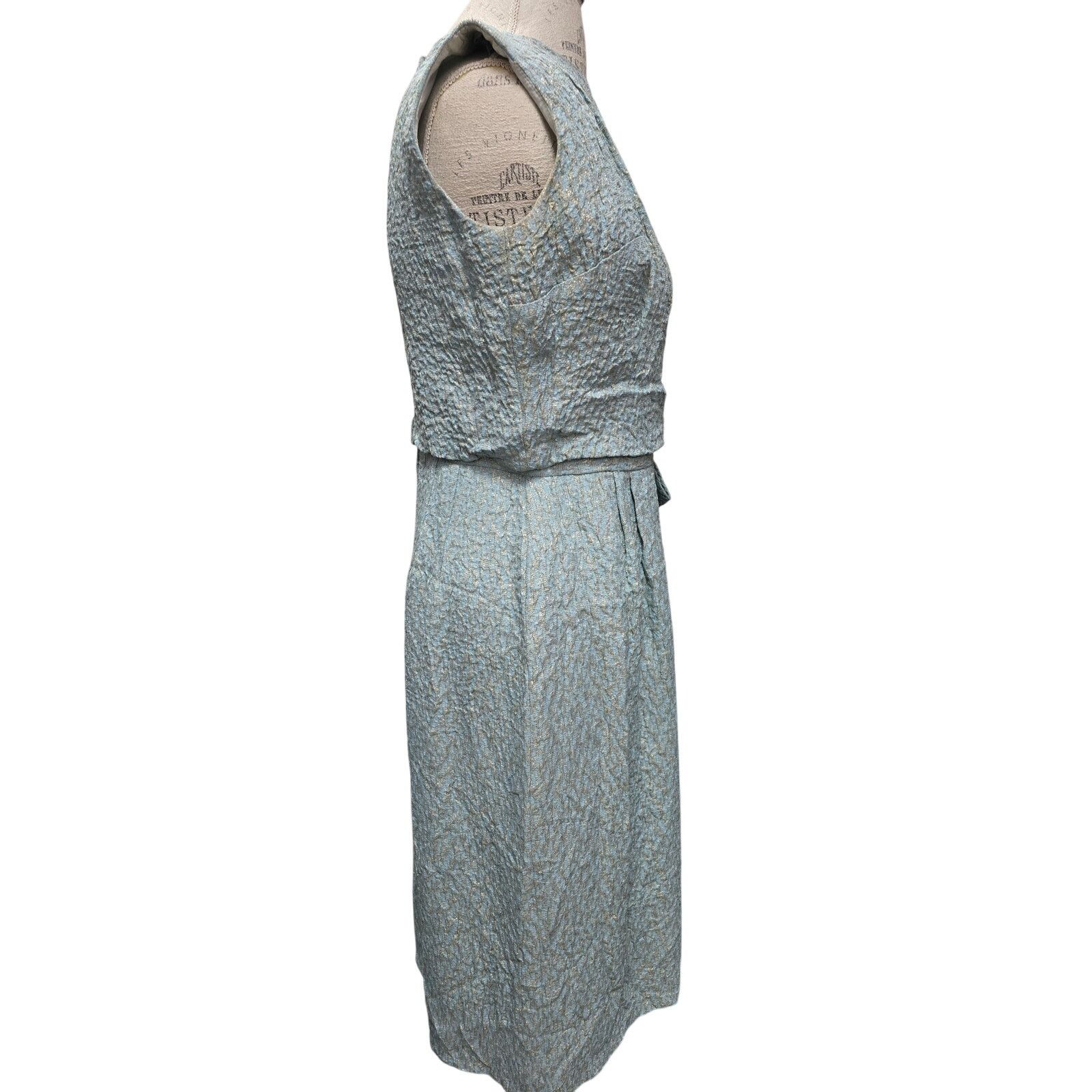Vintage Vintage Ardley New York Brocade Rosette Formal Dress, Teal Size M / US 6-8 / IT 42-44 - 6 Thumbnail