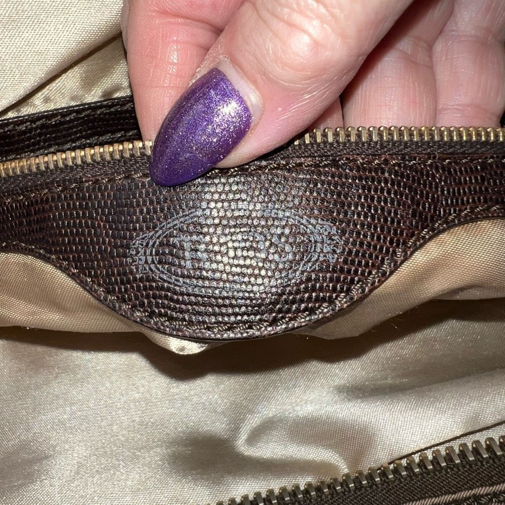 Tod's Tod’s Luna Large Handbag in Nylon and Leather Bronze with Green bottom Size ONE SIZE - 10 Thumbnail