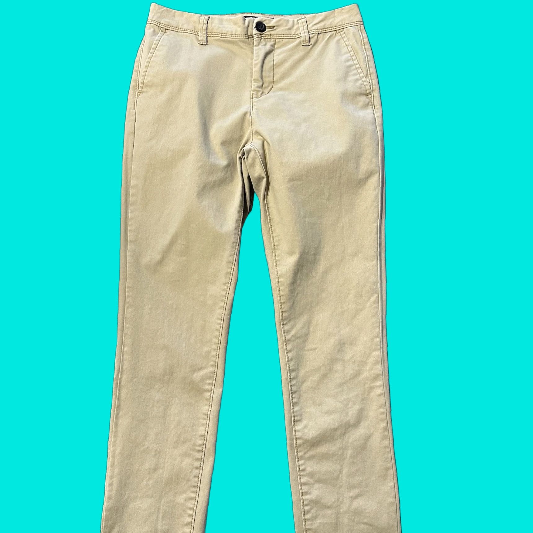 Vintage Aéropostale Pants Mens 28x30 Skinny Chino Beige - Pant, Slim, Regular, 100% Cotton, Flat Front, Pockets, Solid Pattern, 28 in, Beige, Men Size US 28 / EU 44 - 1 Thumbnail