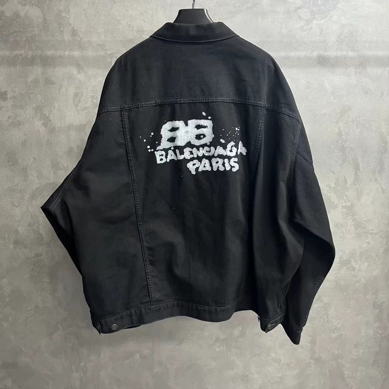 Balenciaga Balenciaga Black Solid Print Lapel Single Breasted Long Sle Size US XXL / EU 58 / 5 - 2 Thumbnail