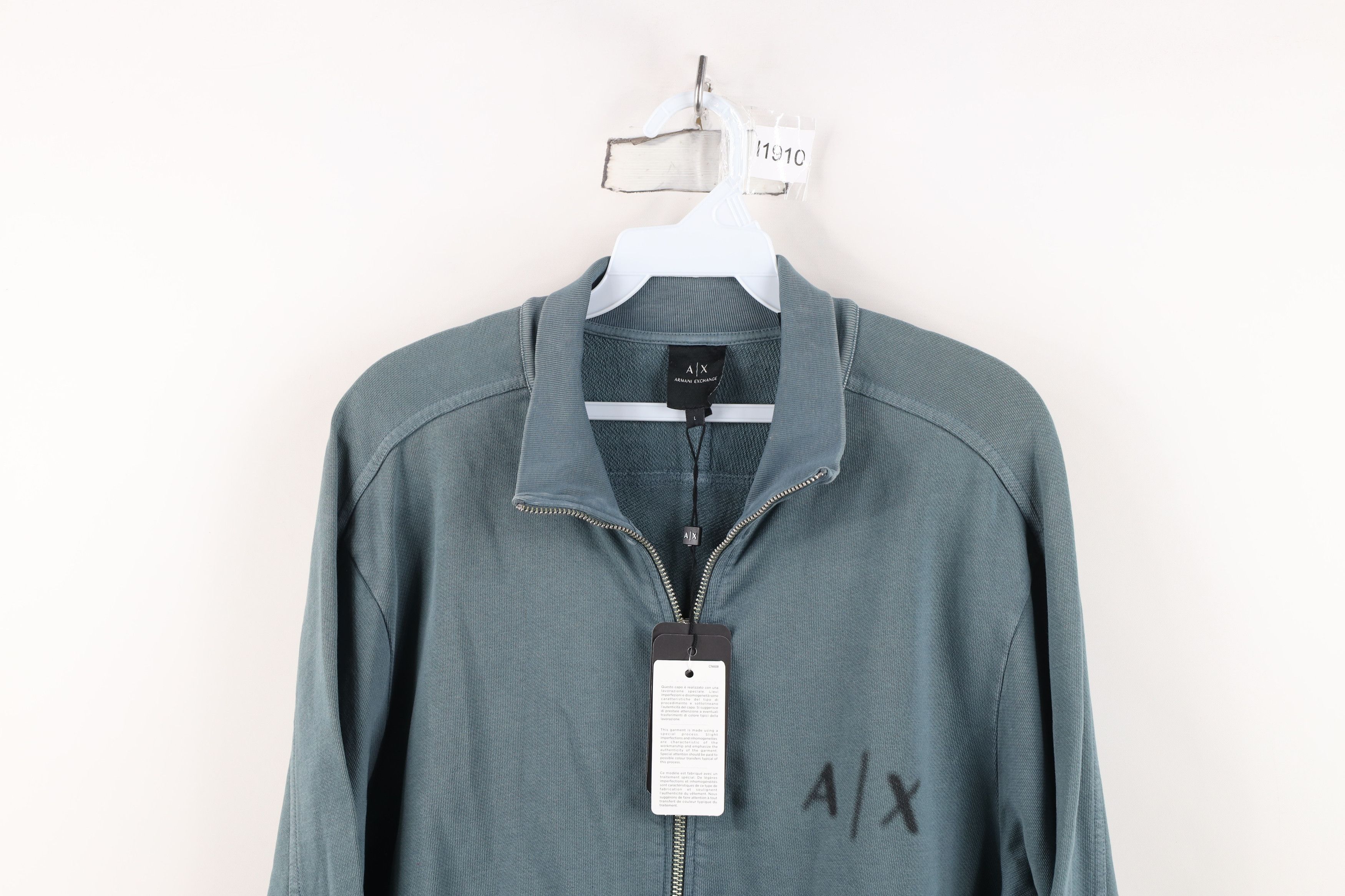 Armani Exchange New Armani Exchange Full Zip Terry Cloth Sweatshirt Teal Size US L / EU 52-54 / 3 - 2 Thumbnail