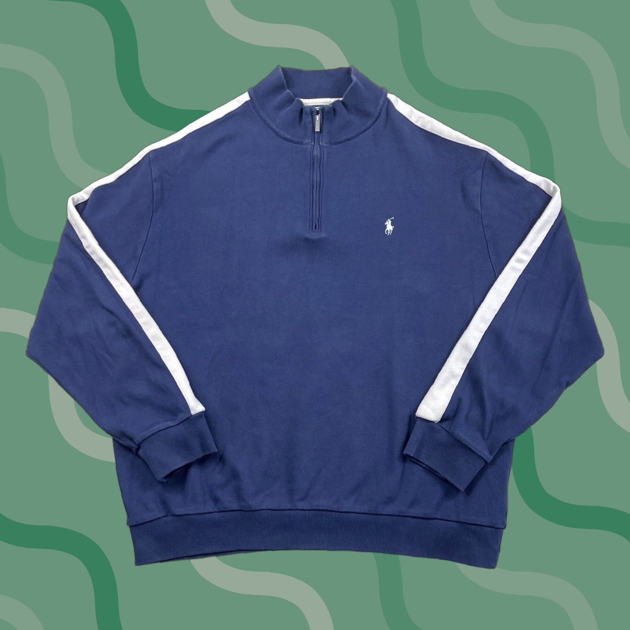 Polo Ralph Lauren VINTAGE Polo Ralph Lauren Sweatshirt 90s Pullover 1/4 Zip Mock Neck XL Mens Blue Cotton Knit Logo Bear Era 1990s Mens Size US XL / EU 56 / 4 - 1 Thumbnail