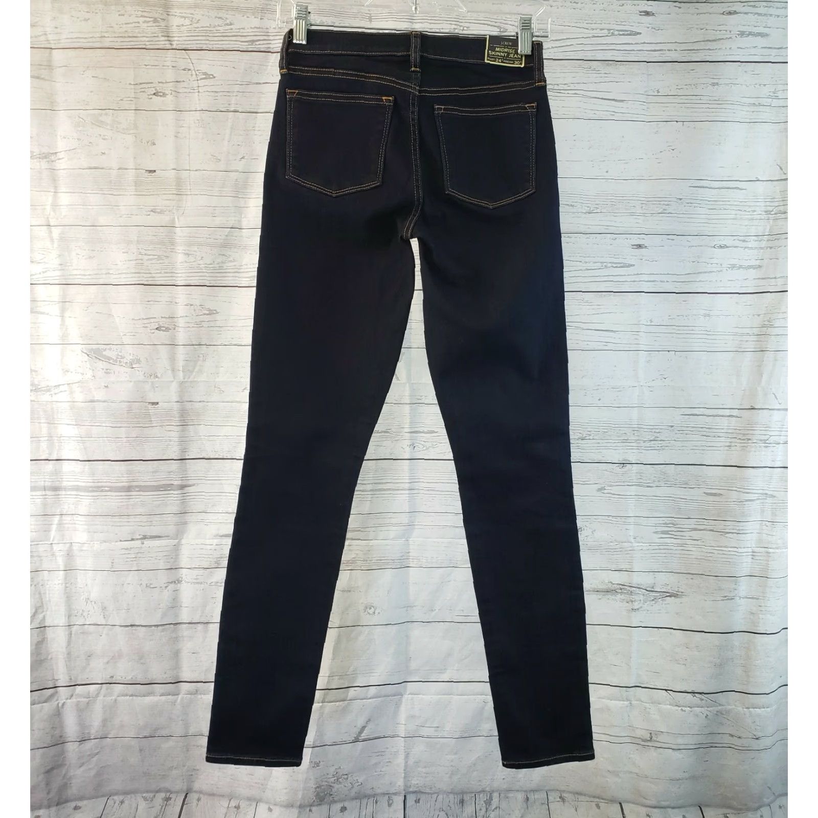 J.Crew J Crew Womens Mid Rise Skinny Jeans Sz 24 Blue Dark Wash Cotton Blend Denim Skinny 29 Inseam Mens Womens Girls Rules Size 42" / US 20 - 3 Thumbnail