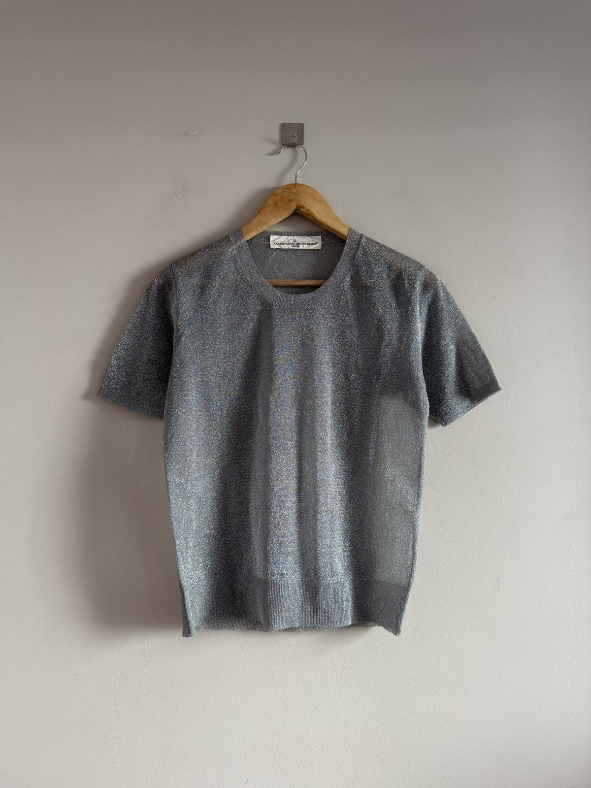 Golden Goose Golden Goose Metallic Sheer Knit Tee Silver Size S / US 4 / IT 40 - 1 Thumbnail