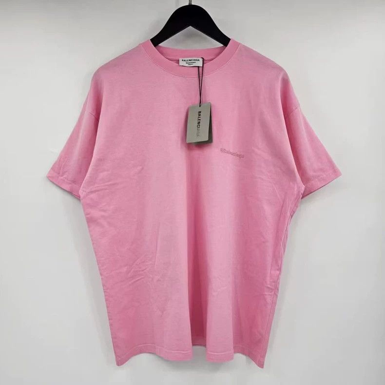 Balenciaga Balenciaga Pink Double B Embroidered Letter Short Sleeve Size US L / EU 52-54 / 3 - 1 Thumbnail