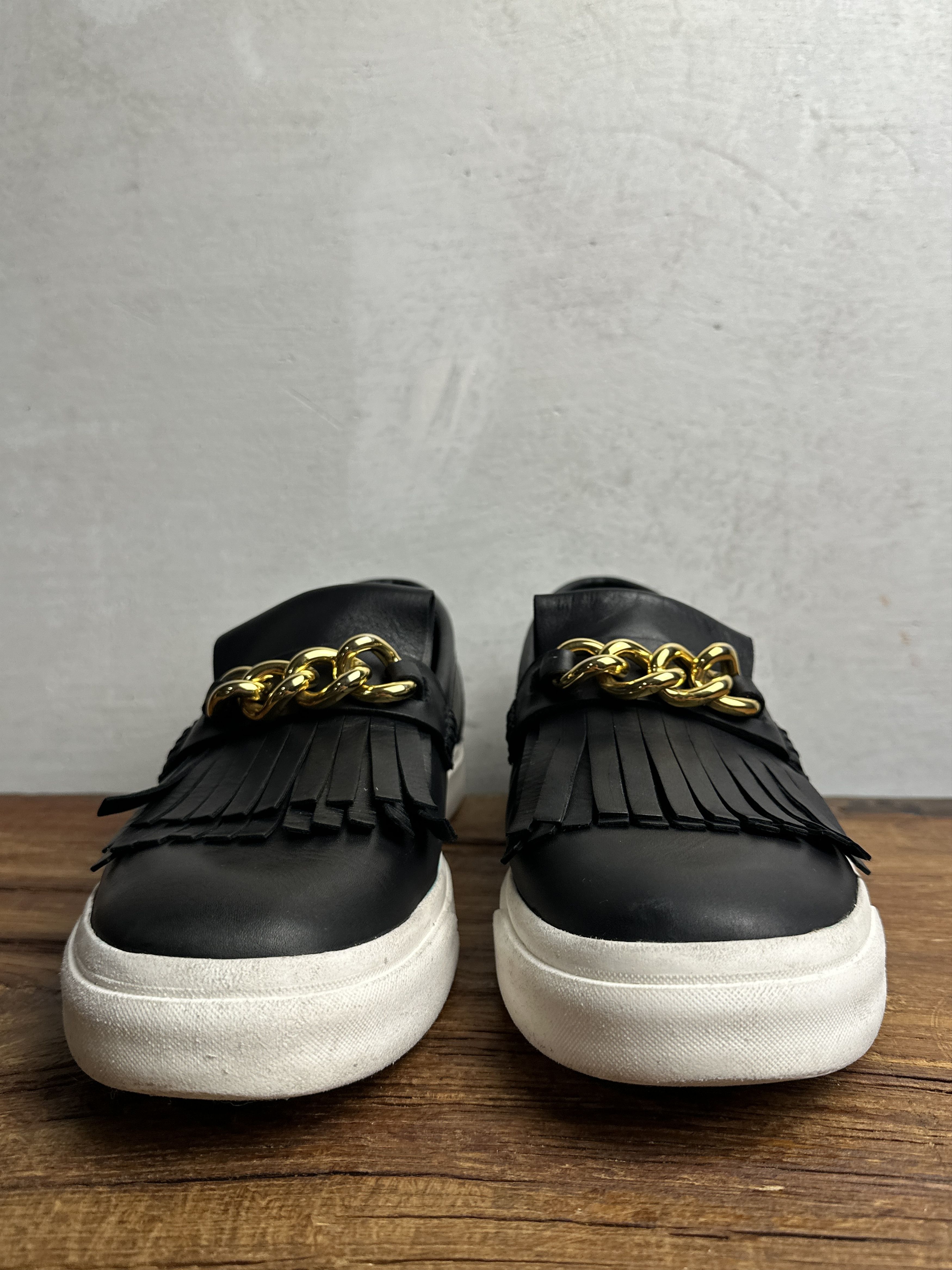 Giuseppe Zanotti Giuseppe Zanotti Black Fringed Leather Slip On Sneakers Size US 12 / EU 45 - 7 Thumbnail