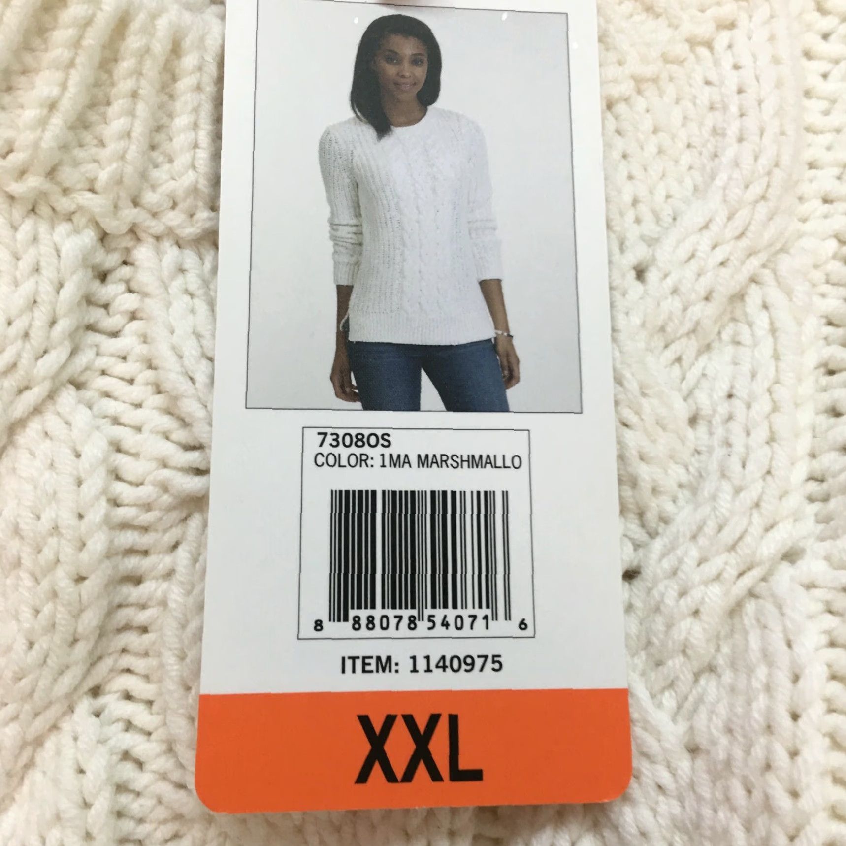 Nautica Nautica Womens Cable Knit Sweater Pullover Long Sleeve Ivory Size XXL Regular Crew Neck pullover sweater US seller Size XXL / US 16-18 / IT 52-54 - 5 Thumbnail