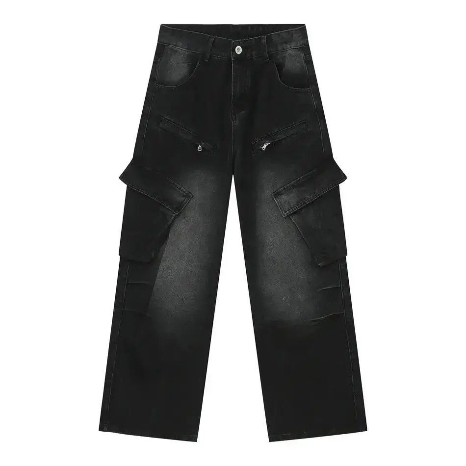 Japanese Brand Retro loose straight leg wide leg jeans Size US 32 / EU 48 - 5 Thumbnail