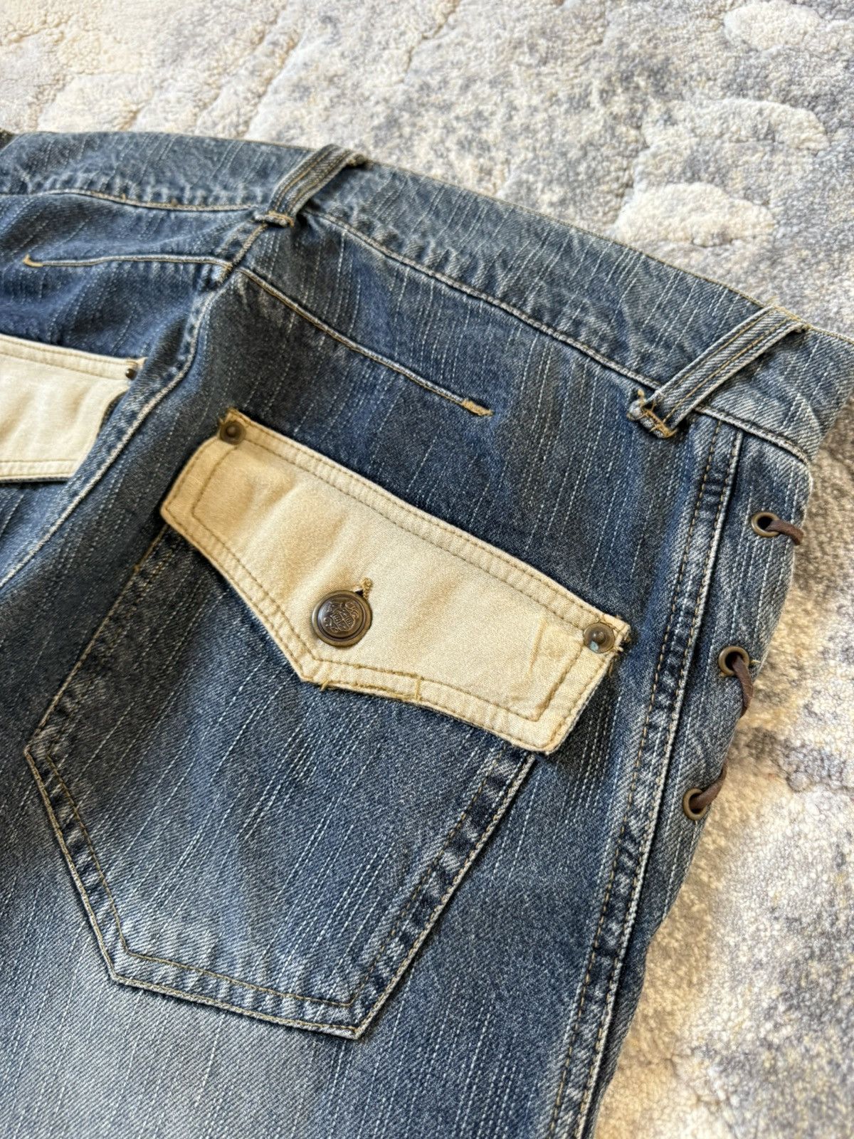 If Six Was Nine Slow Hand Jam 40 Paneled Asymmetrical Lace Up Flared Jeans Size US 32 / EU 48 - 14 Thumbnail