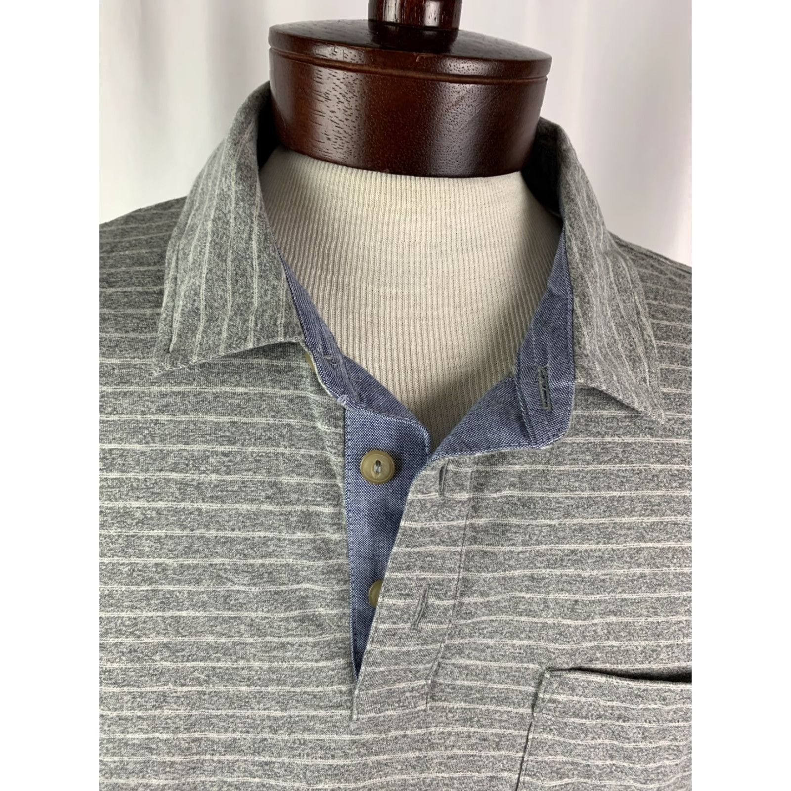 Vintage Sonoma XXL Men's Gray Striped Cotton Blend Polo Short Sleeve Golf Shirt Size US XXL / EU 58 / 5 - 4 Thumbnail