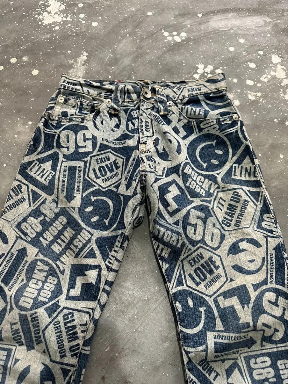 Japanese Brand Co & Lu Fullprint Smile Design Pants Size US 29 - 3 Thumbnail