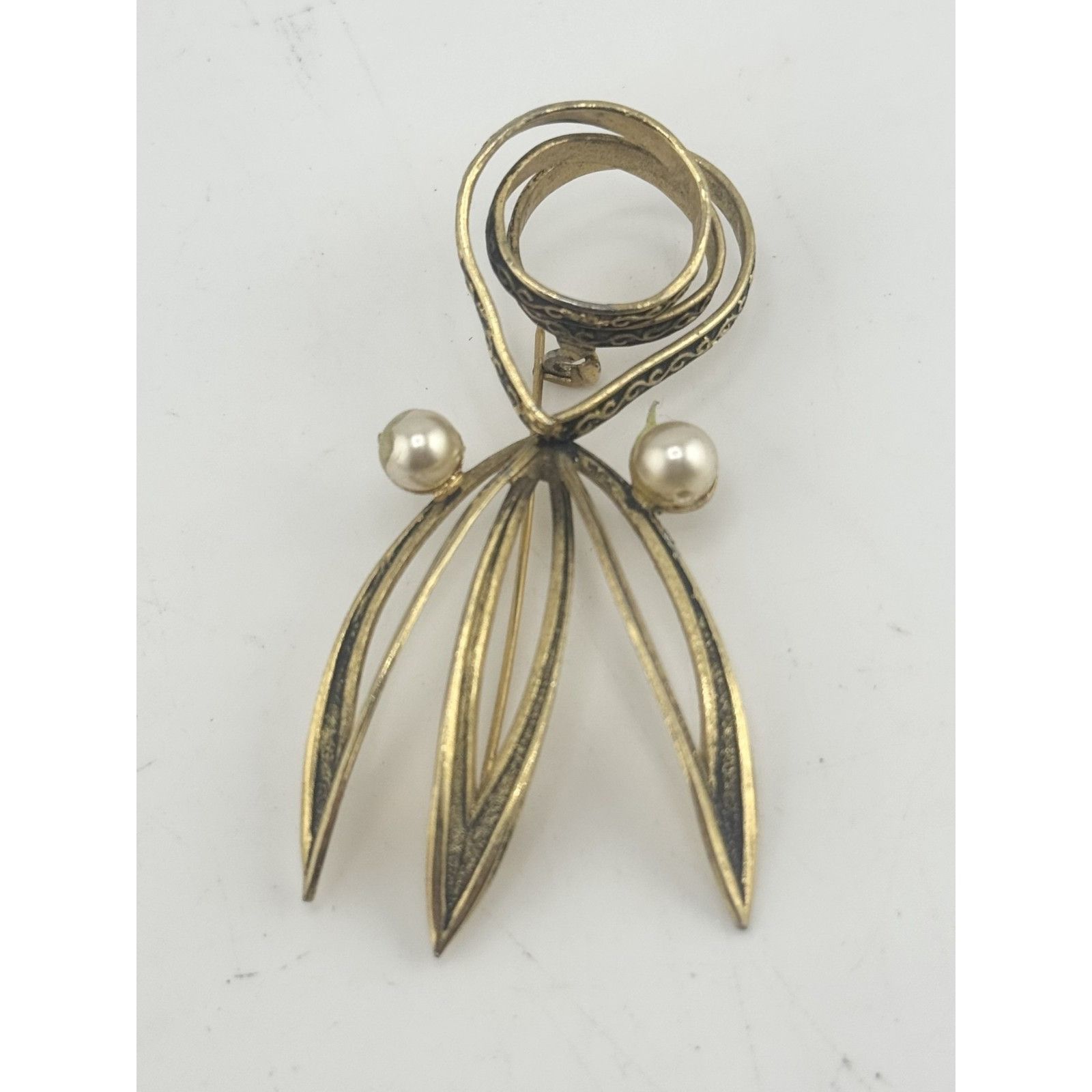 Vintage Vintage damascene enamel pearl brooch pin Size ONE SIZE - 1 Thumbnail