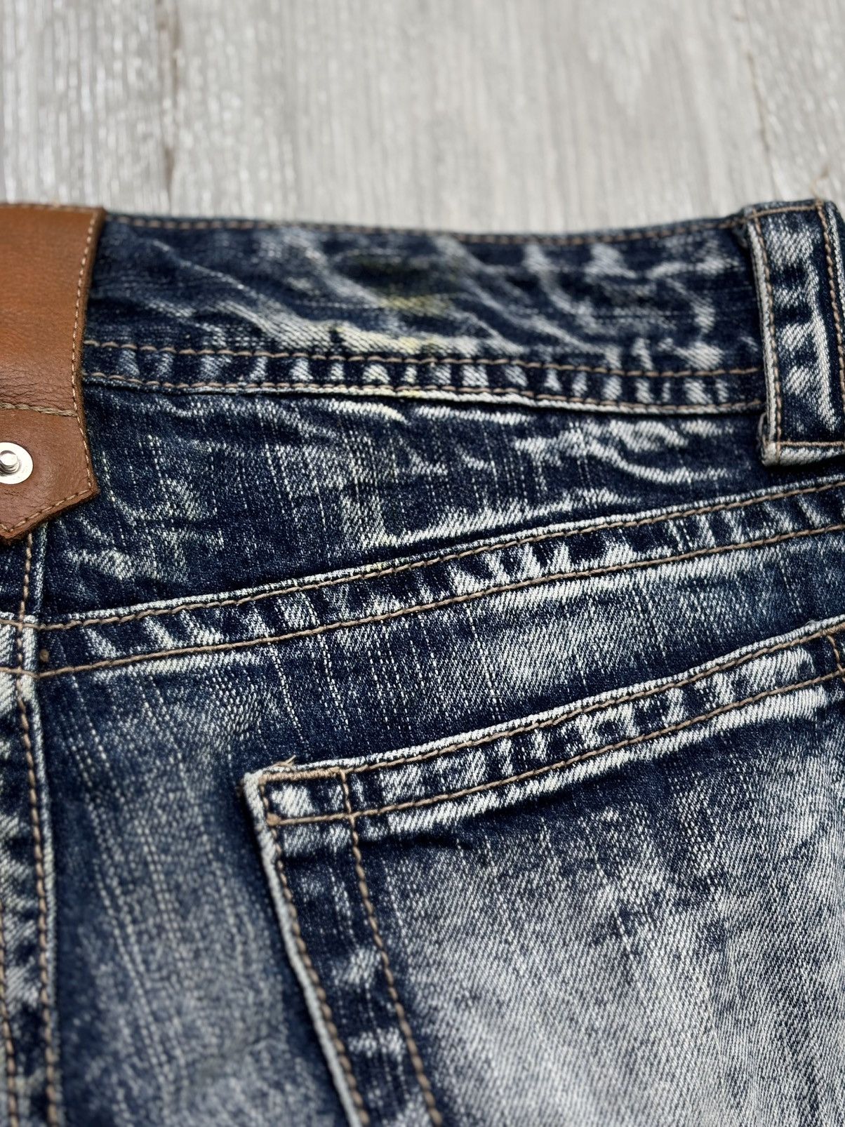 Japanese Brand ORIRIN leather lace up flare jeans Size US 27 - 8 Thumbnail