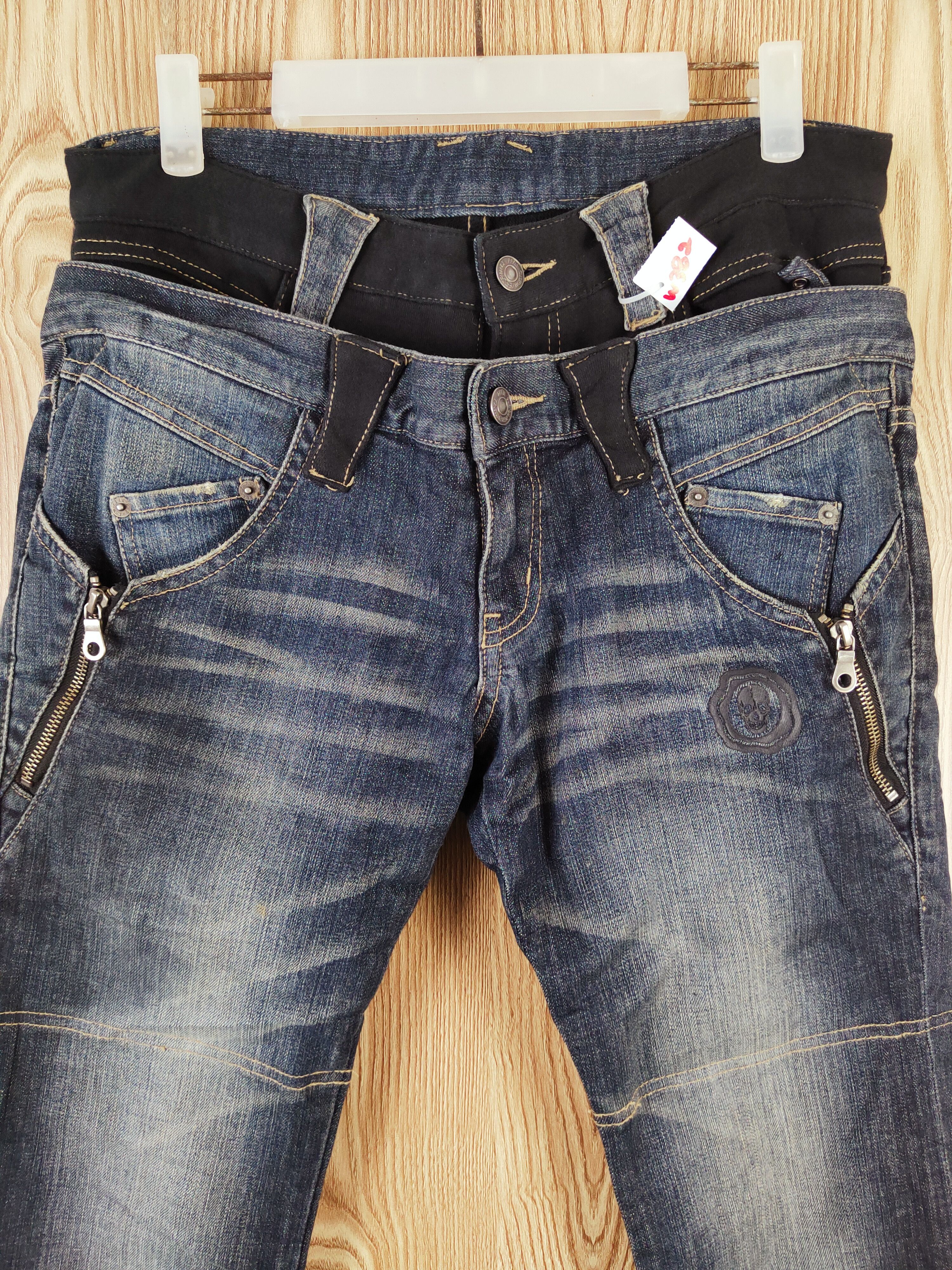 PPFM PPFM Dark Blue double waist Distressed Ripped Jeans #W382 Size US 32 / EU 48 - 2 Thumbnail