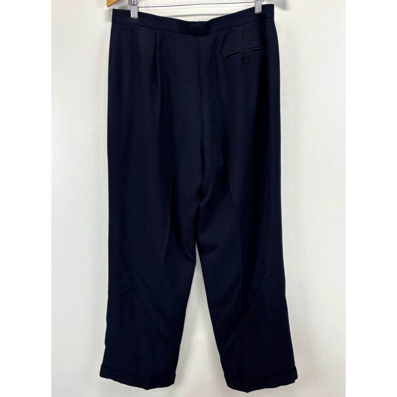 Ralph Lauren VINTAGE Lauren Ralph Lauren Wide Leg Pants Women’s 14W Plus Navy Worsted Wool Lined USA Size 36" / US 14 / IT 50 - 4 Thumbnail