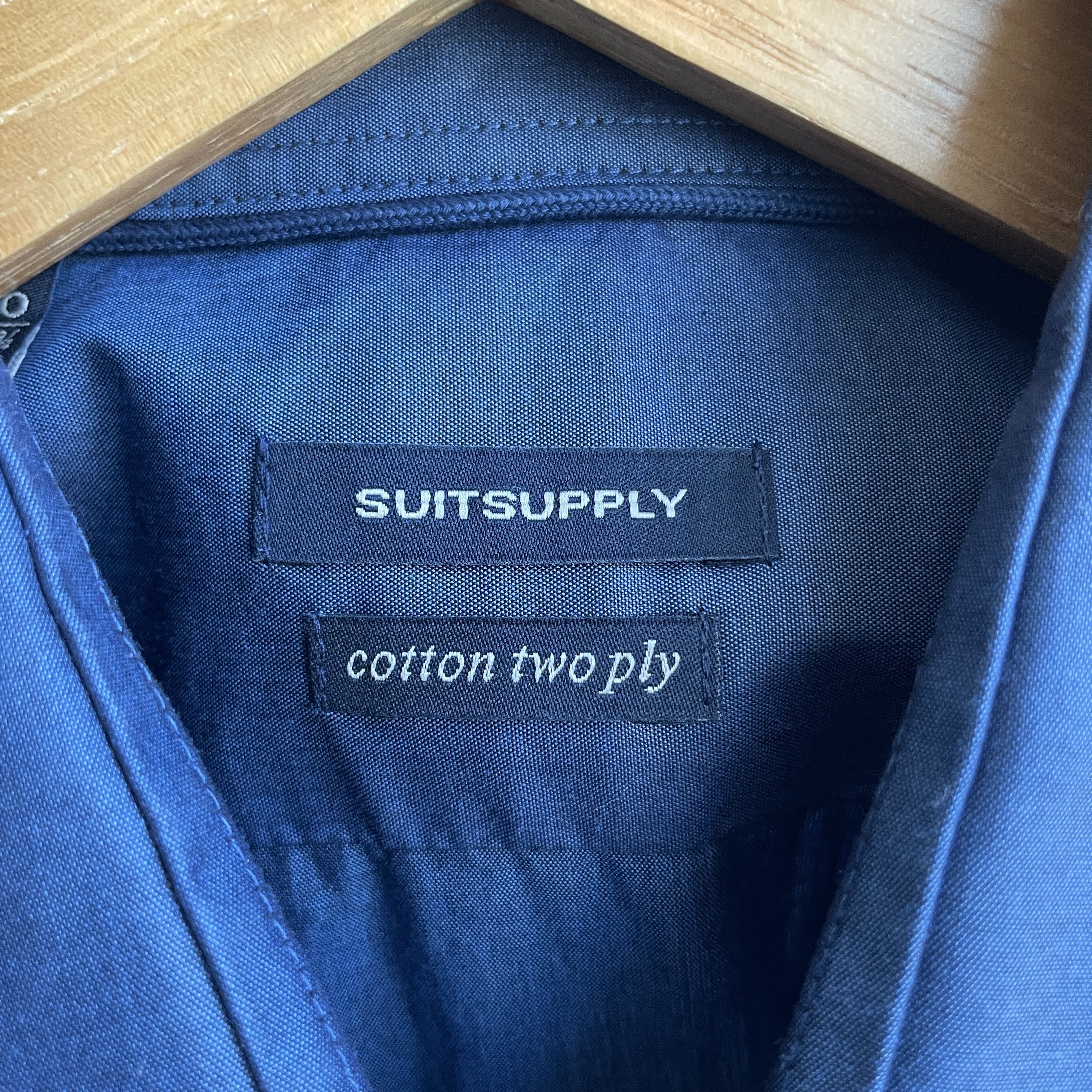 Suitsupply Suitsupply Ford Spread Collar Navy Extra Slim Dress Shirt Size 40R - 7 Thumbnail