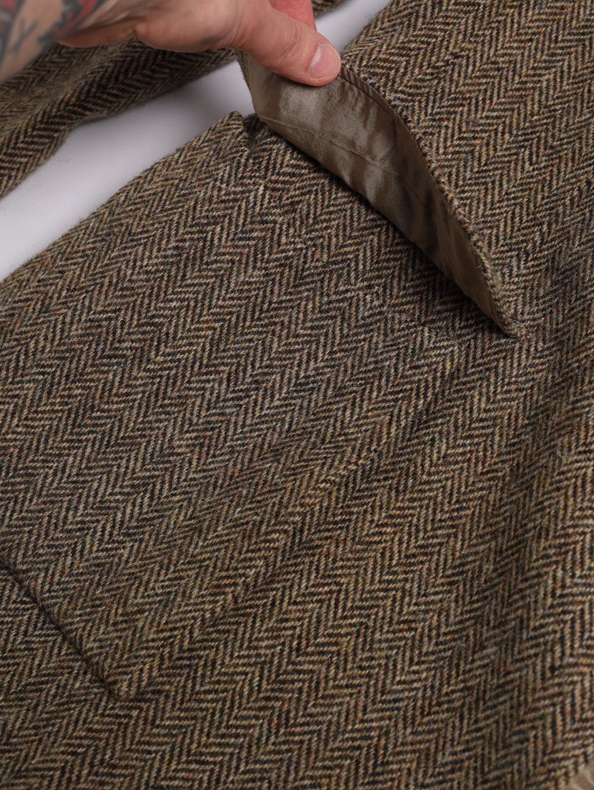 Harris Tweed Harris Tweed Orvis USA Wool Blazer Jacket Herringbone Huntin Size 46L - 19 Thumbnail