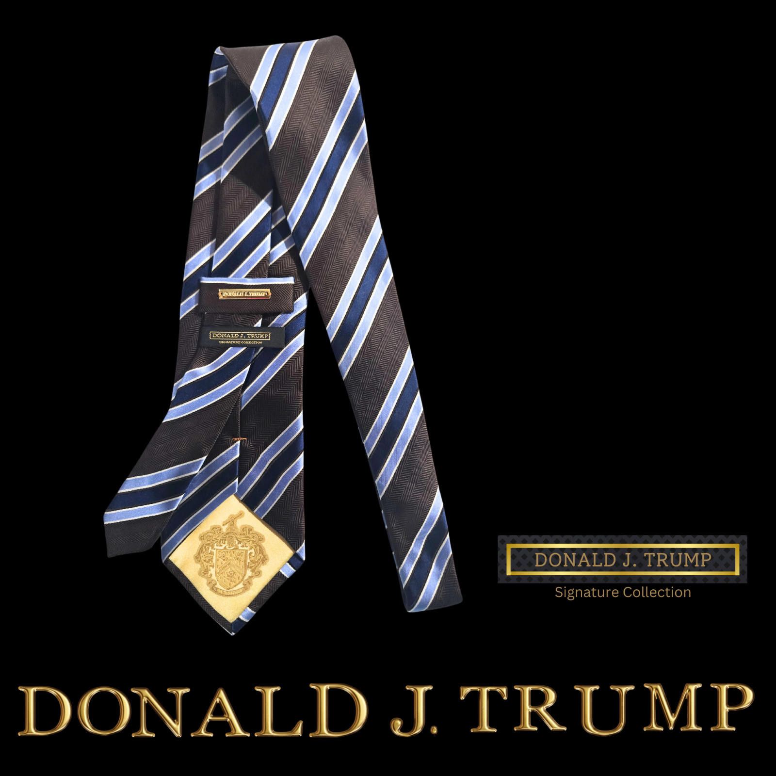 Designer Donald J. Trump Necktie Tie Brown Blue Striped NEW Tie Box Size ONE SIZE - 2 Thumbnail