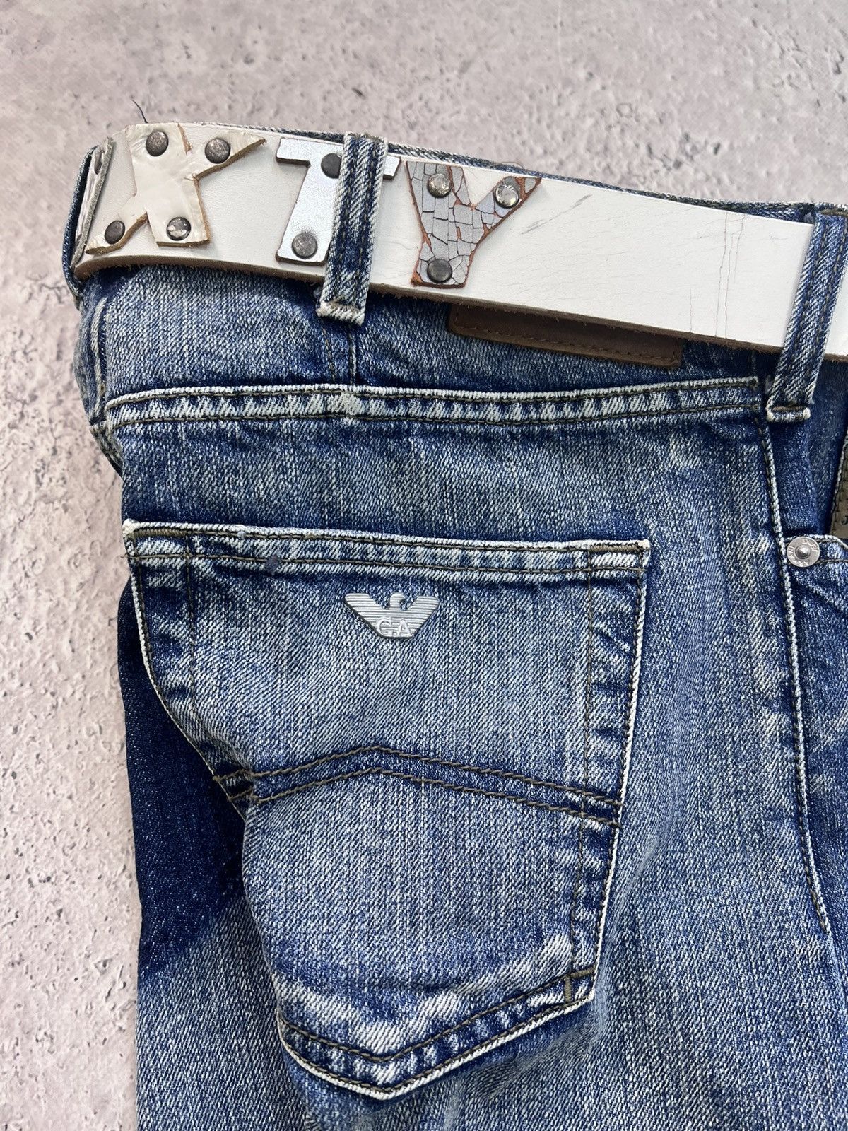 Armani × If Six Was Nine × Japanese Brand ARMANI LGB STYLE cargo Japanese Distressed Jeans 2000s Size US 34 / EU 50 - 9 Thumbnail