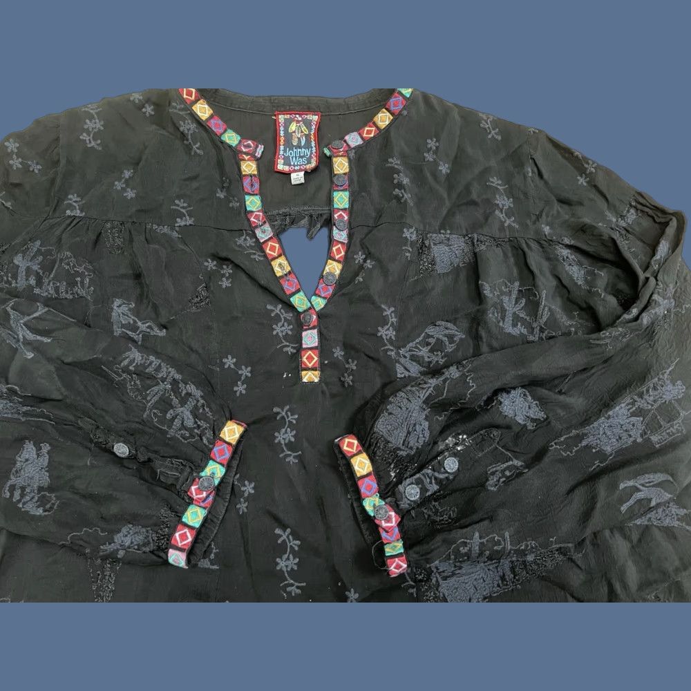 Johnny Was Johnny Was Blouse Women XL Black Santa Fe Leta Southwestern Sheer Horse Tunic Size XL / US 12-14 / IT 48-50 - 1 Thumbnail
