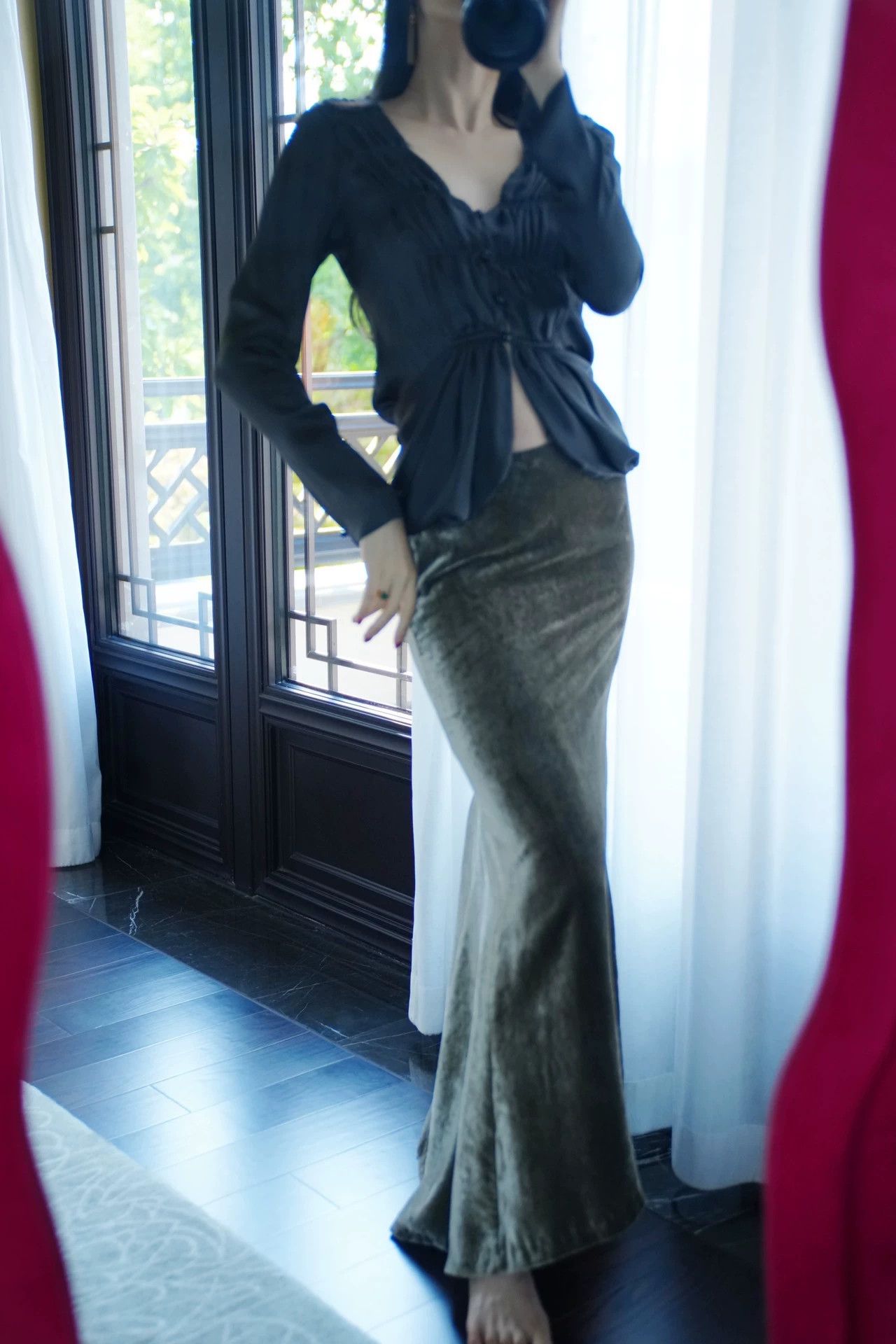Giorgio Armani Giorgio Armani Vtg Silk Tin Gray Shirt (Italy) Size 27" / US 4 / IT 40 - 3 Thumbnail