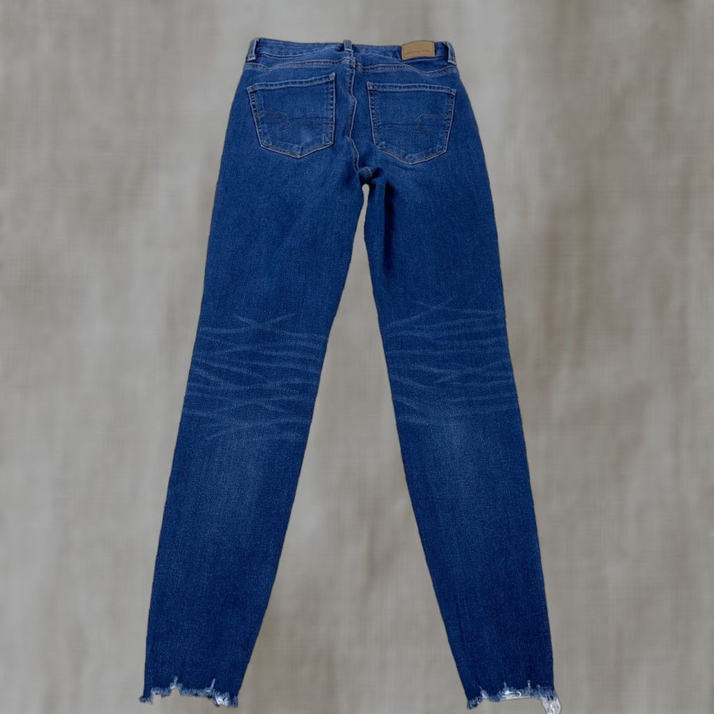 American Eagle Outfitters American Eagle Outfitters Jeans Women 0 Jegging High Rise Stretch Dark Wash Distressed 5-Pocket Denim Blue 28 in Inseam Mens? Size 25" / US 0 / IT 36 - 1 Thumbnail
