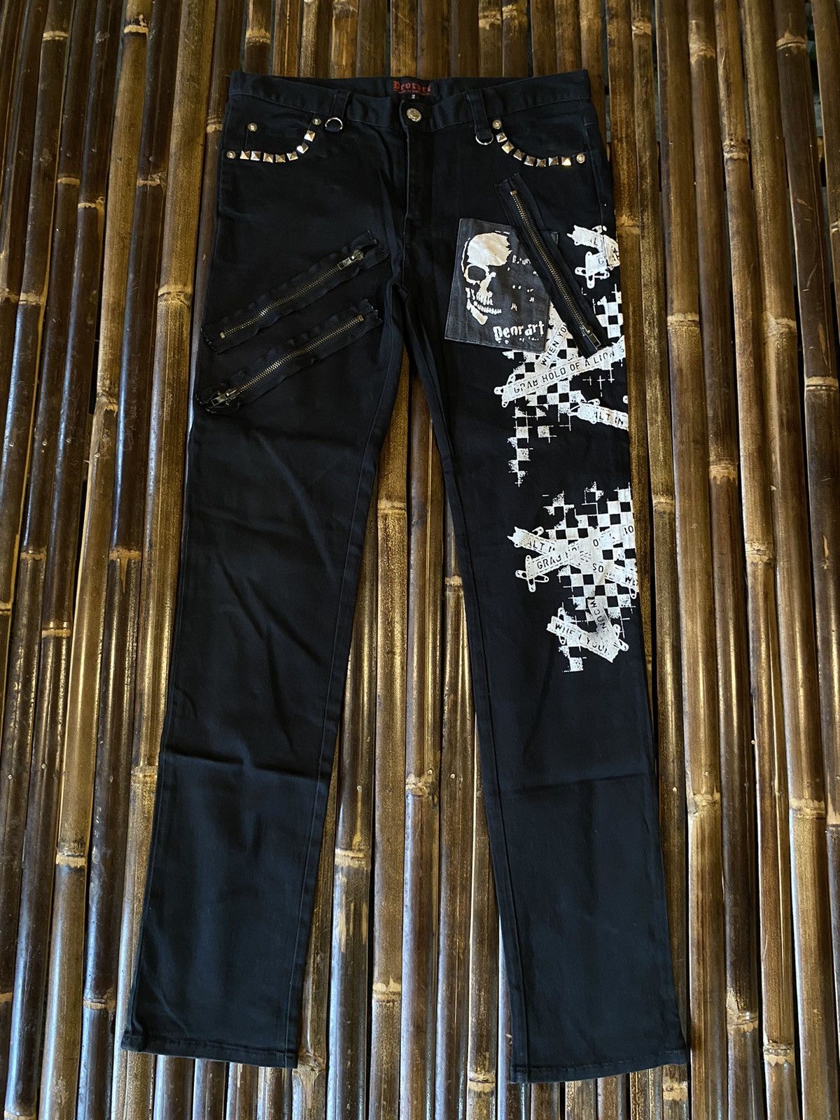 image of If Six Was Nine Deorart Skull Pants Punk Style in Black, Men's (Size 31)