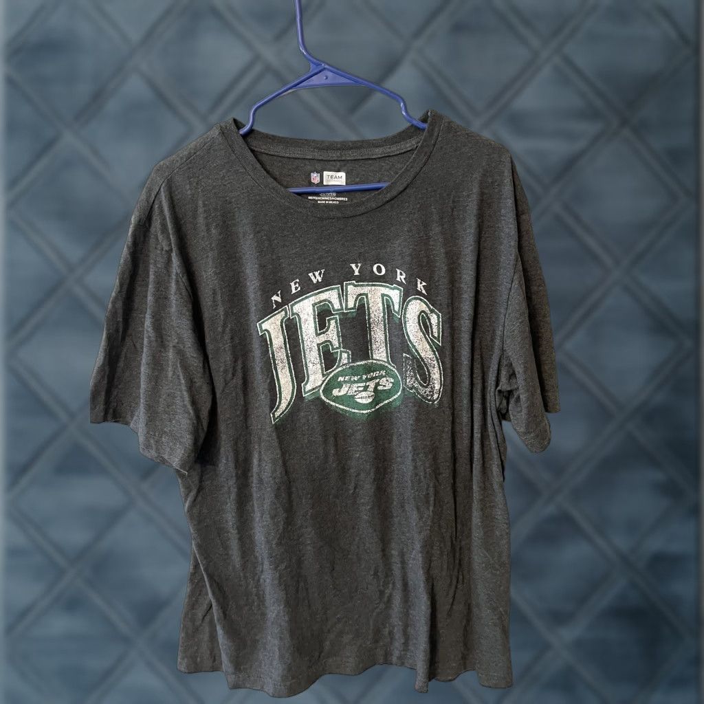 NFL VINTAGE NFL Jets T-Shirt Men's XL Gray Cotton Knit Logo 90s Football Size US XL / EU 56 / 4 - 1 Thumbnail