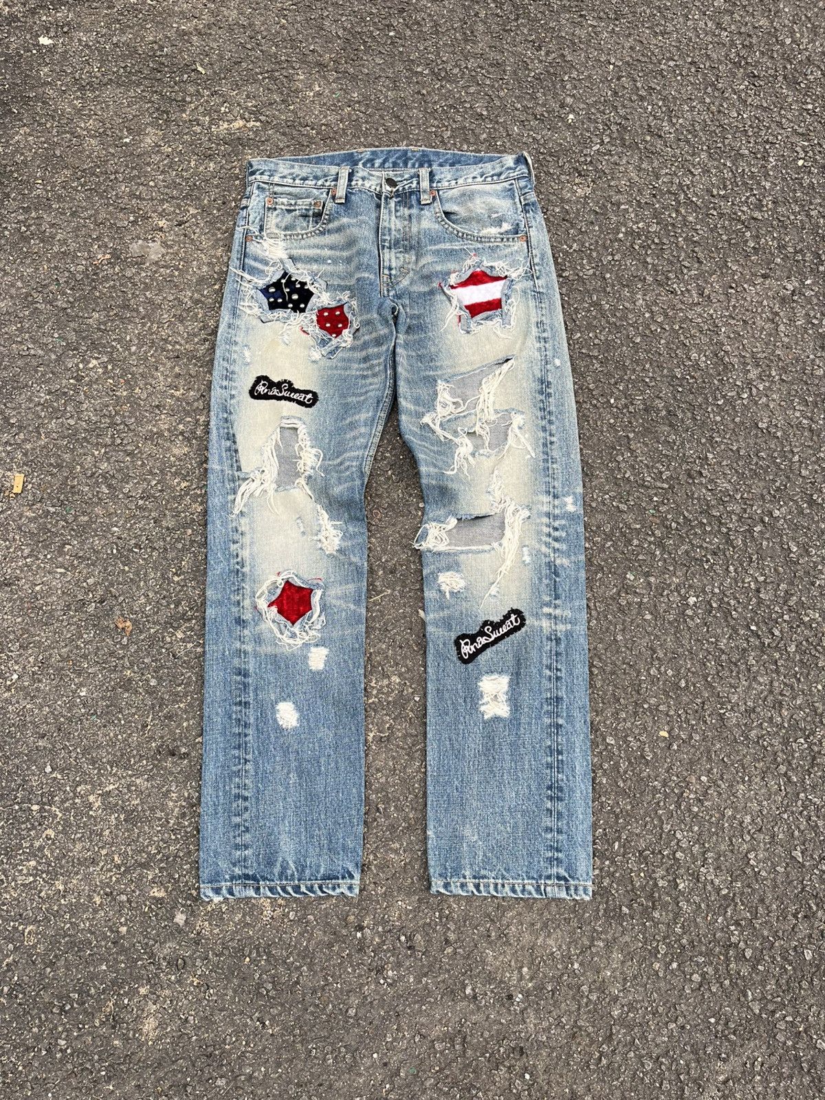 Hysteric Glamour Distressed Denim Thrashed Punk RNA Sweats & Bloods Jeans Size US 30 / EU 46 - 1 Thumbnail