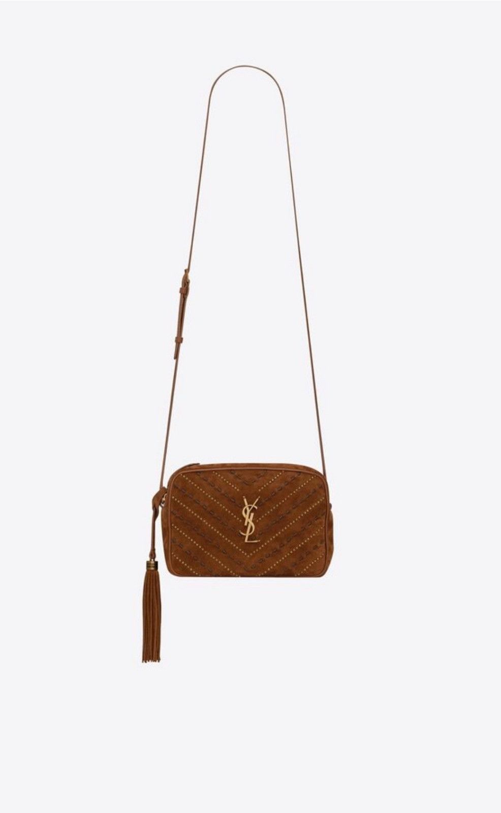 Saint Laurent Paris o1b1hav110724 Size: OS / Loulou Camera Bag Suede Studs Brown Size ONE SIZE - 1 Thumbnail