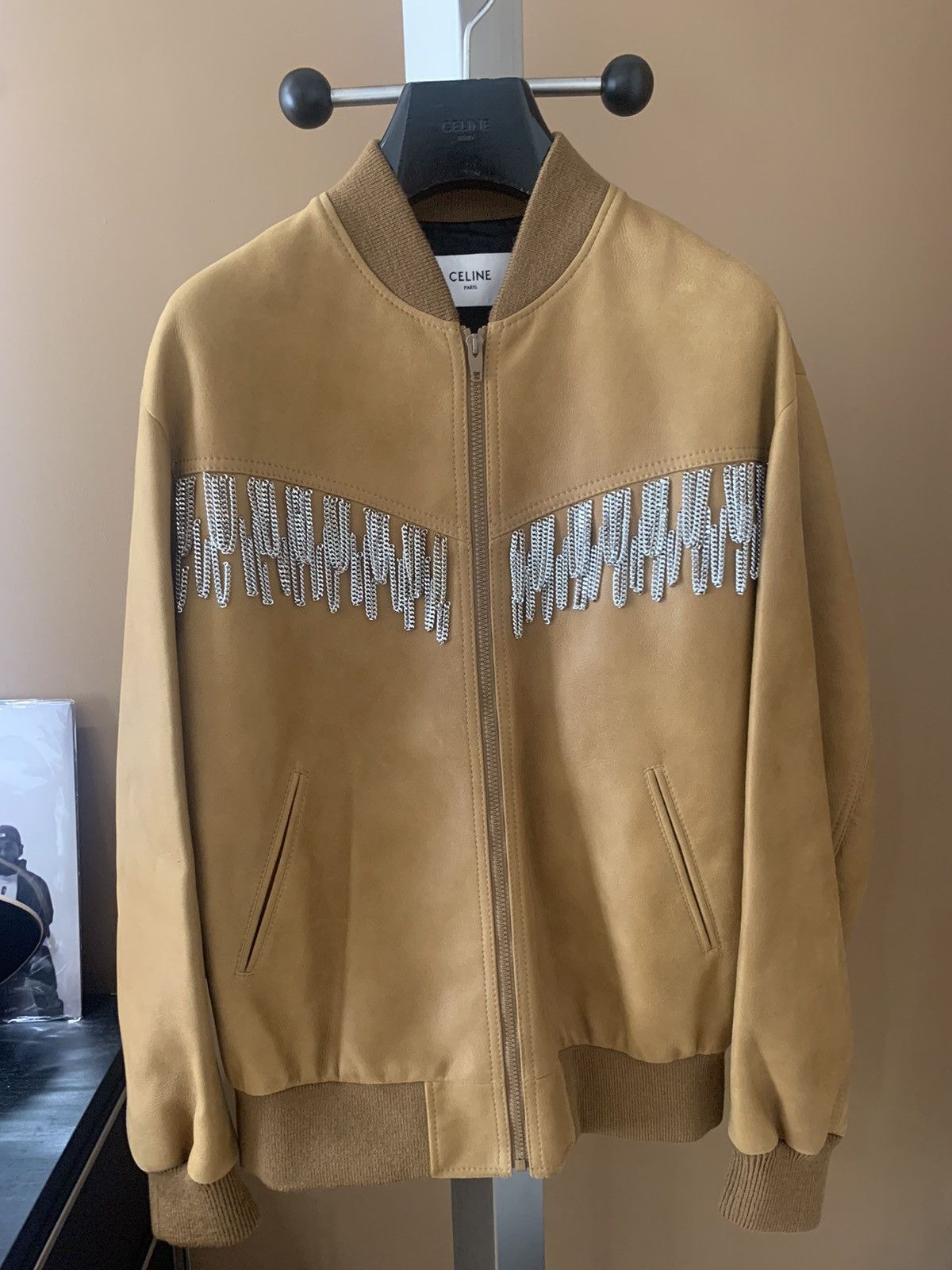 Celine Celine 2023SS Brown Teddy lambskin jacket with metal fringes Size US S / EU 44-46 / 1 - 1 Thumbnail