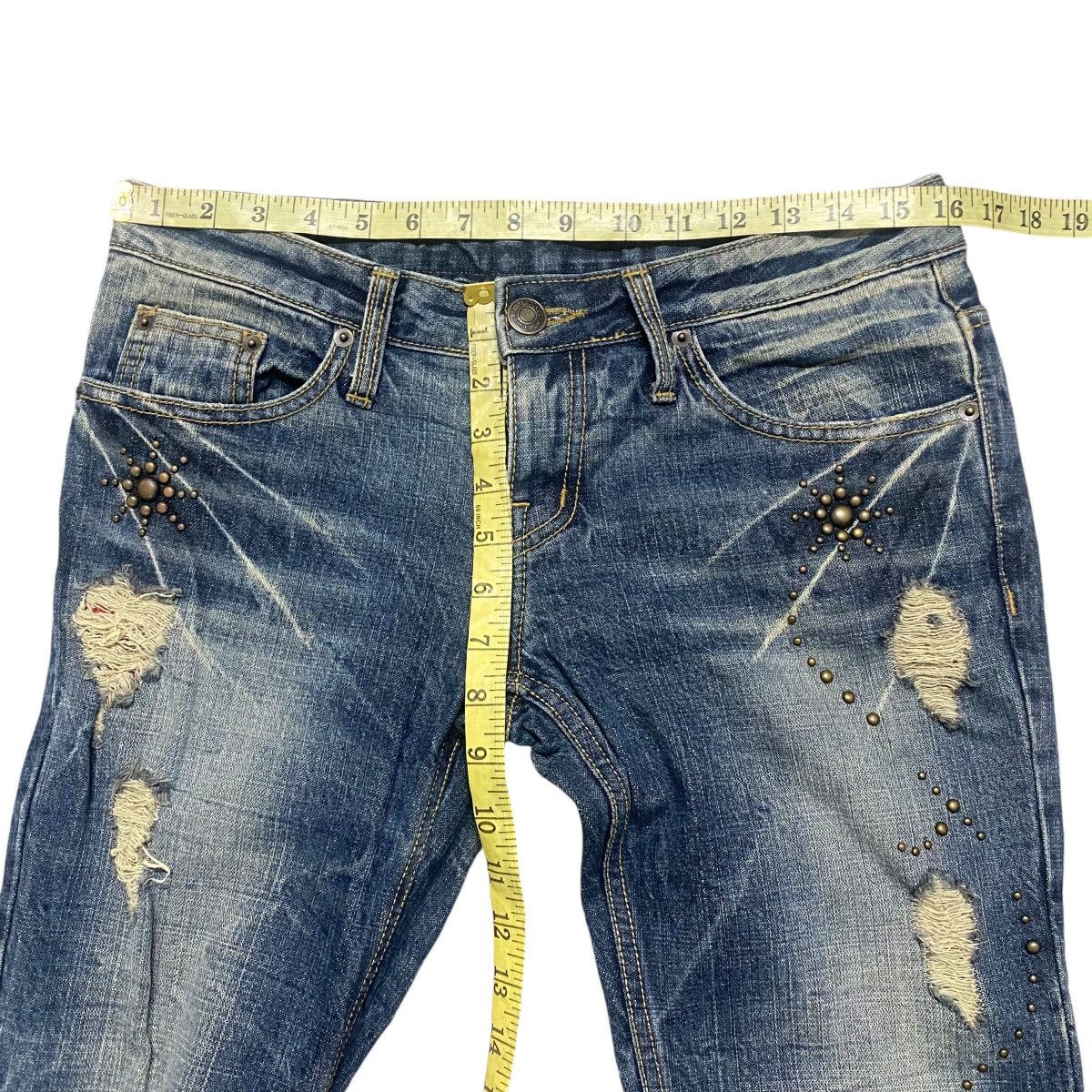 Le Grande Bleu (L.G.B.) Gennaro Denim Studded Distressed Skinny Jeans Size US 30 / EU 46 - 20 Thumbnail